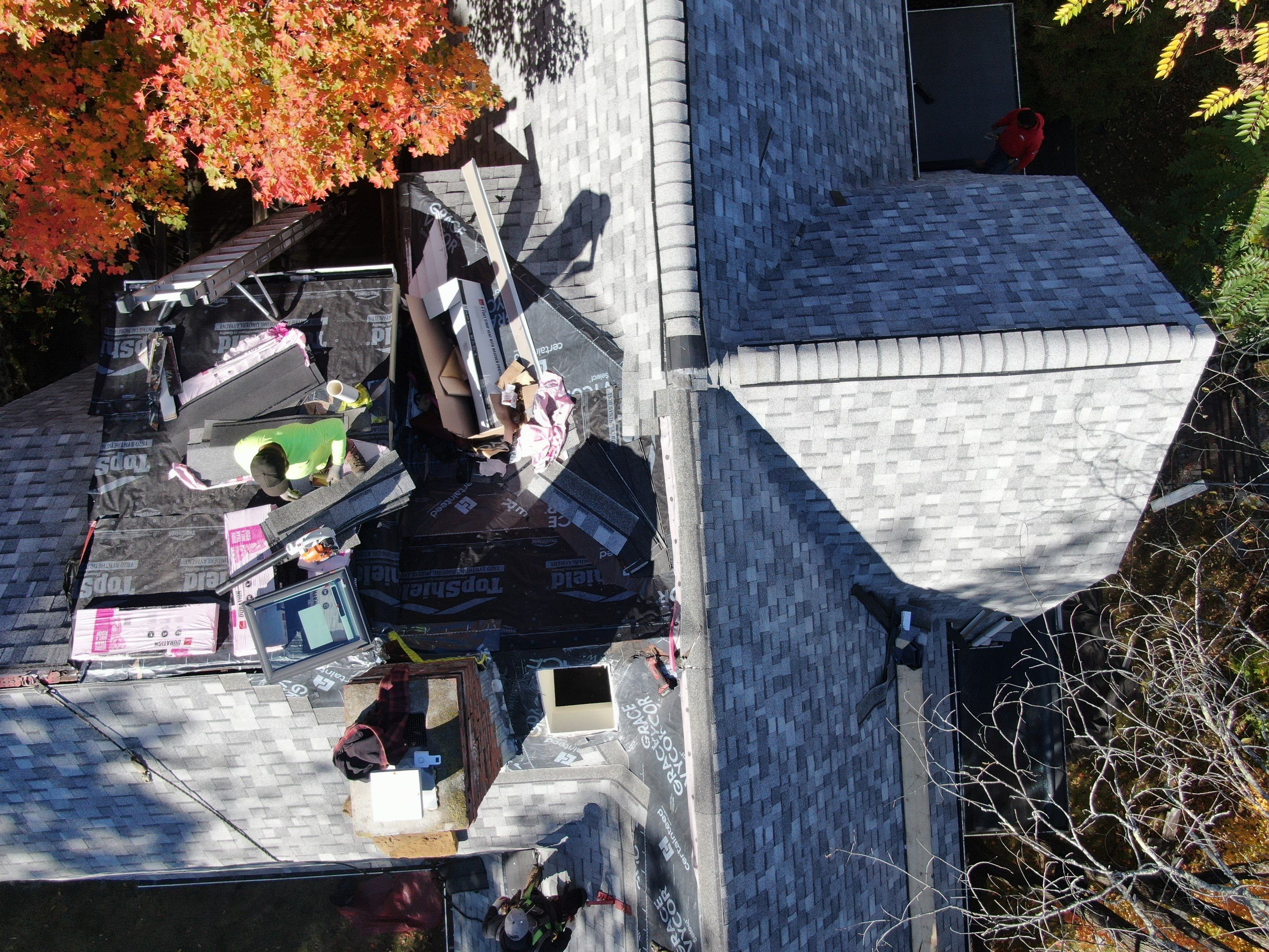 Full Roof & Porch EPDM Replacement with Skylight and Chimney Repairs by Mighty Dog Roofing of Greater Middlesex County