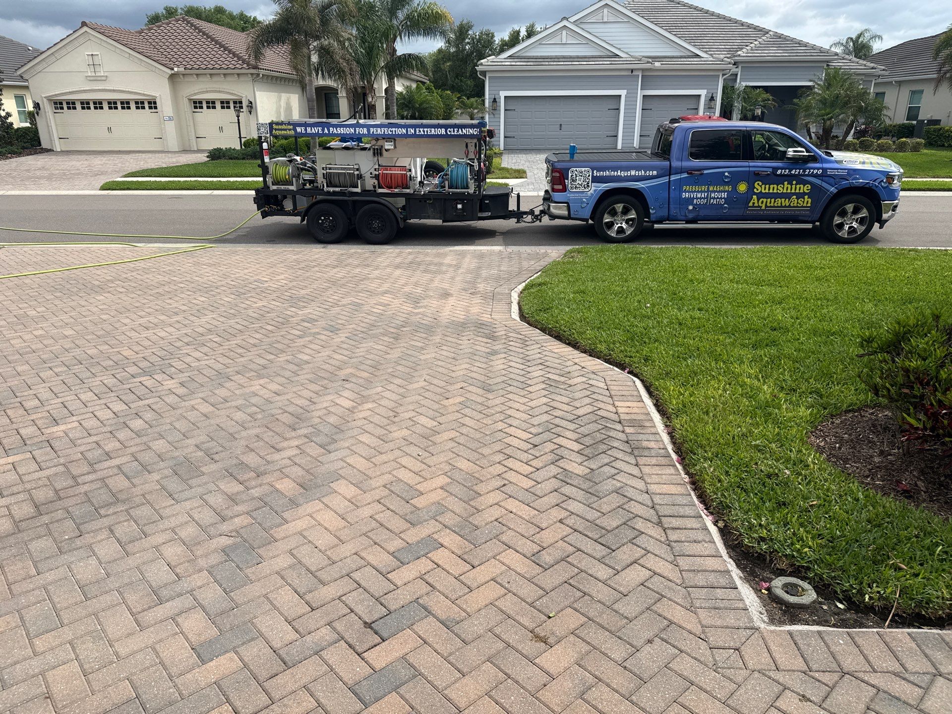 Paver Driveway & Entryway Cleaning in River Wind – Bradenton, FL by Sunshine AquaWash