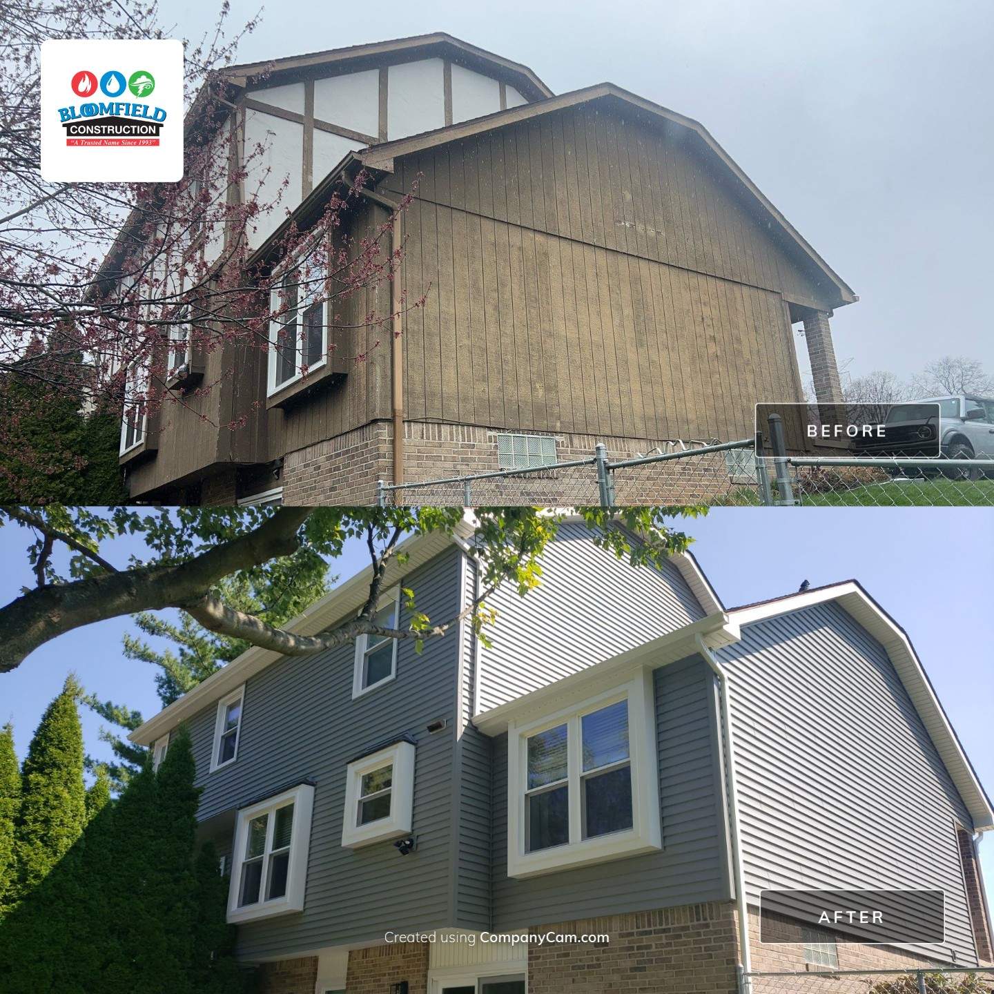 Siding Replacement using Norandex Vinyl Siding by Bloomfield Construction & Restoration