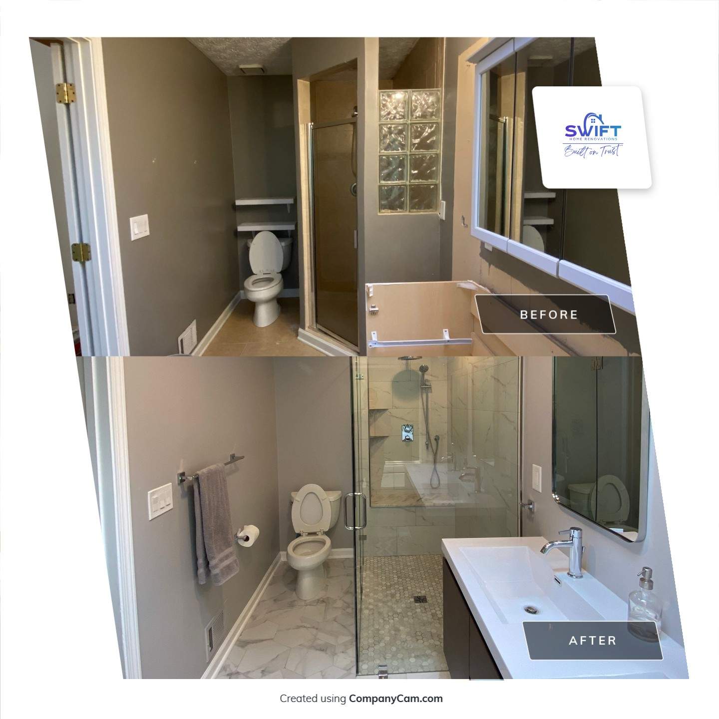 Luxury Bathroom Remodel with Marble Tiles in Kennesaw by Swift Home Renovations 