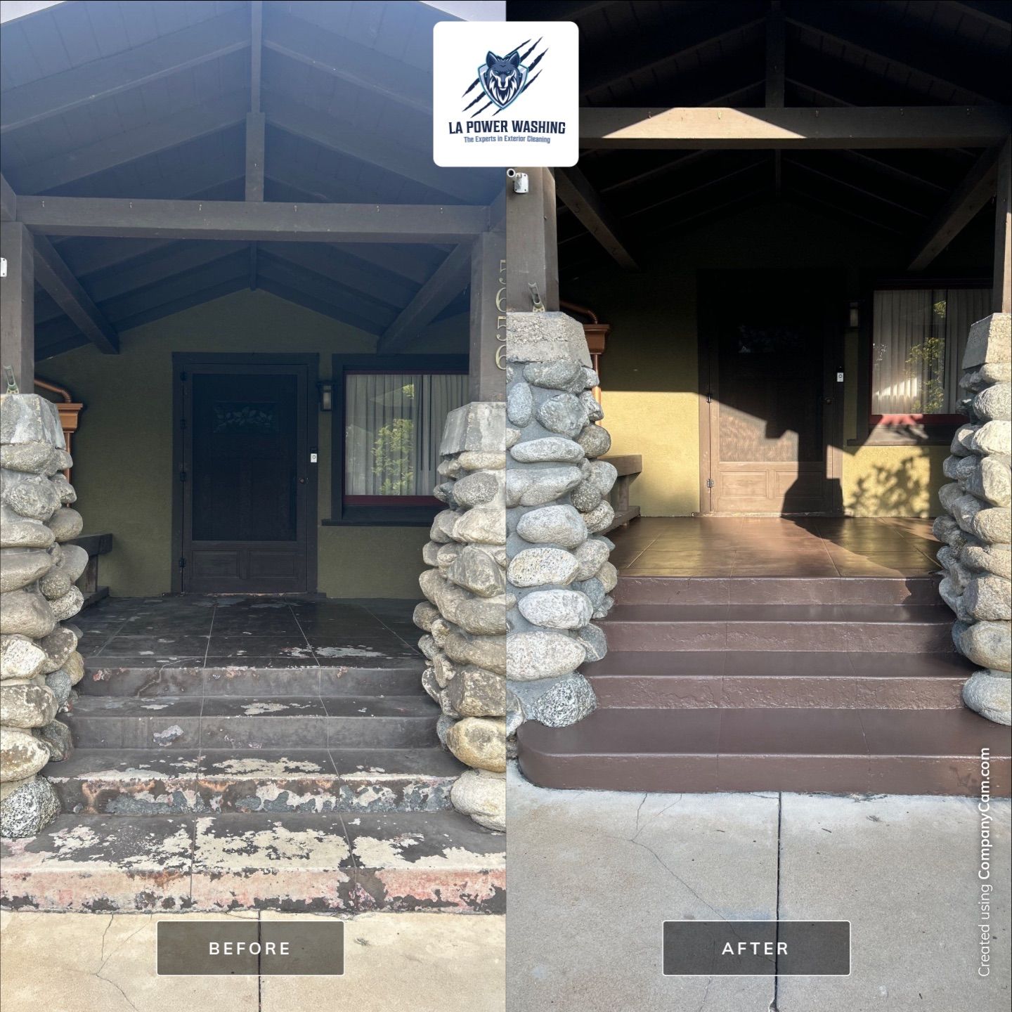 Sandblastig & Staining Front Concrete Porch In Los Angeles, CA by La Power Washing Inc