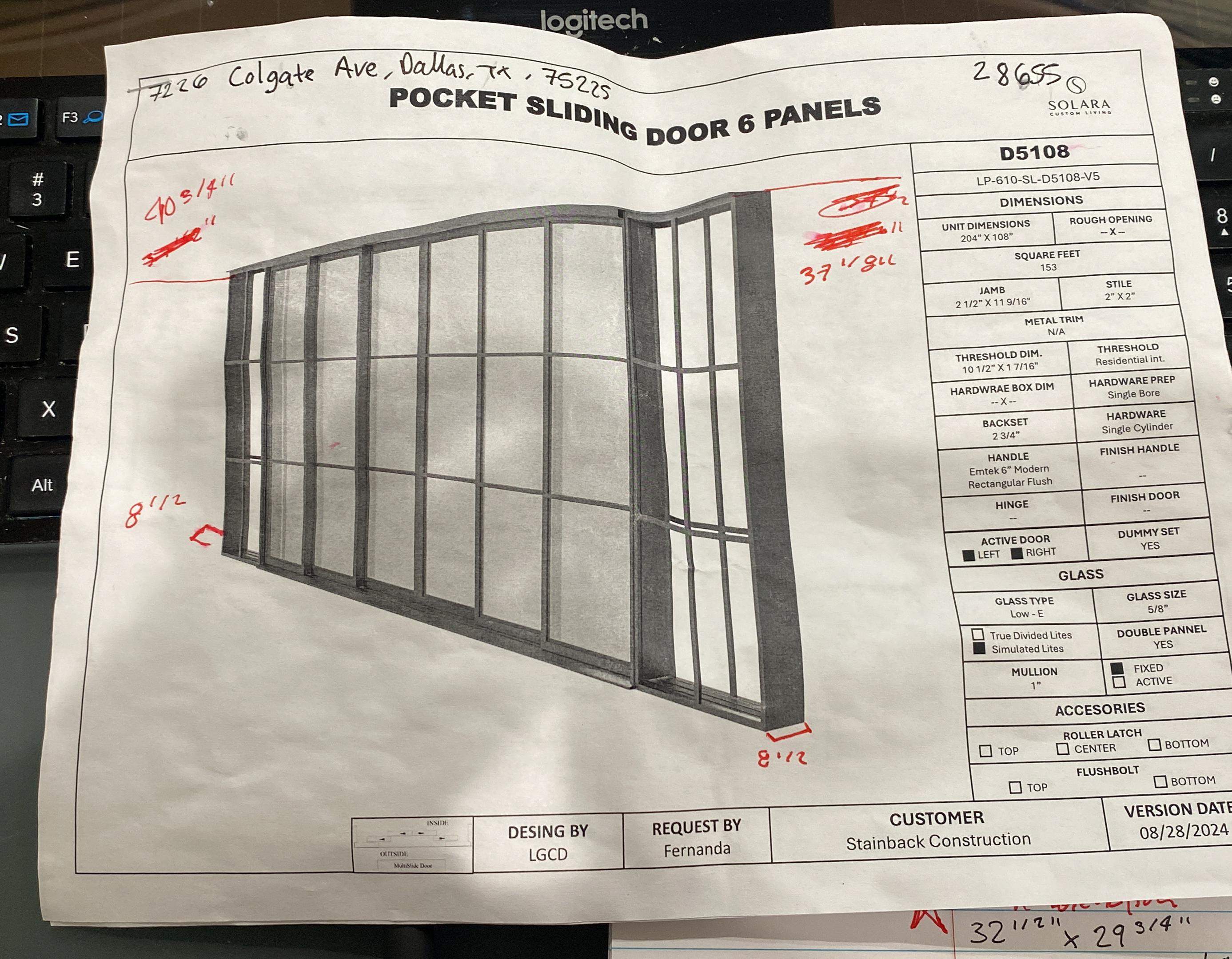 Custom 6-Panel Bi-Parting Sliding Pocket Door Installation in Dallas by Solara Custom Living
