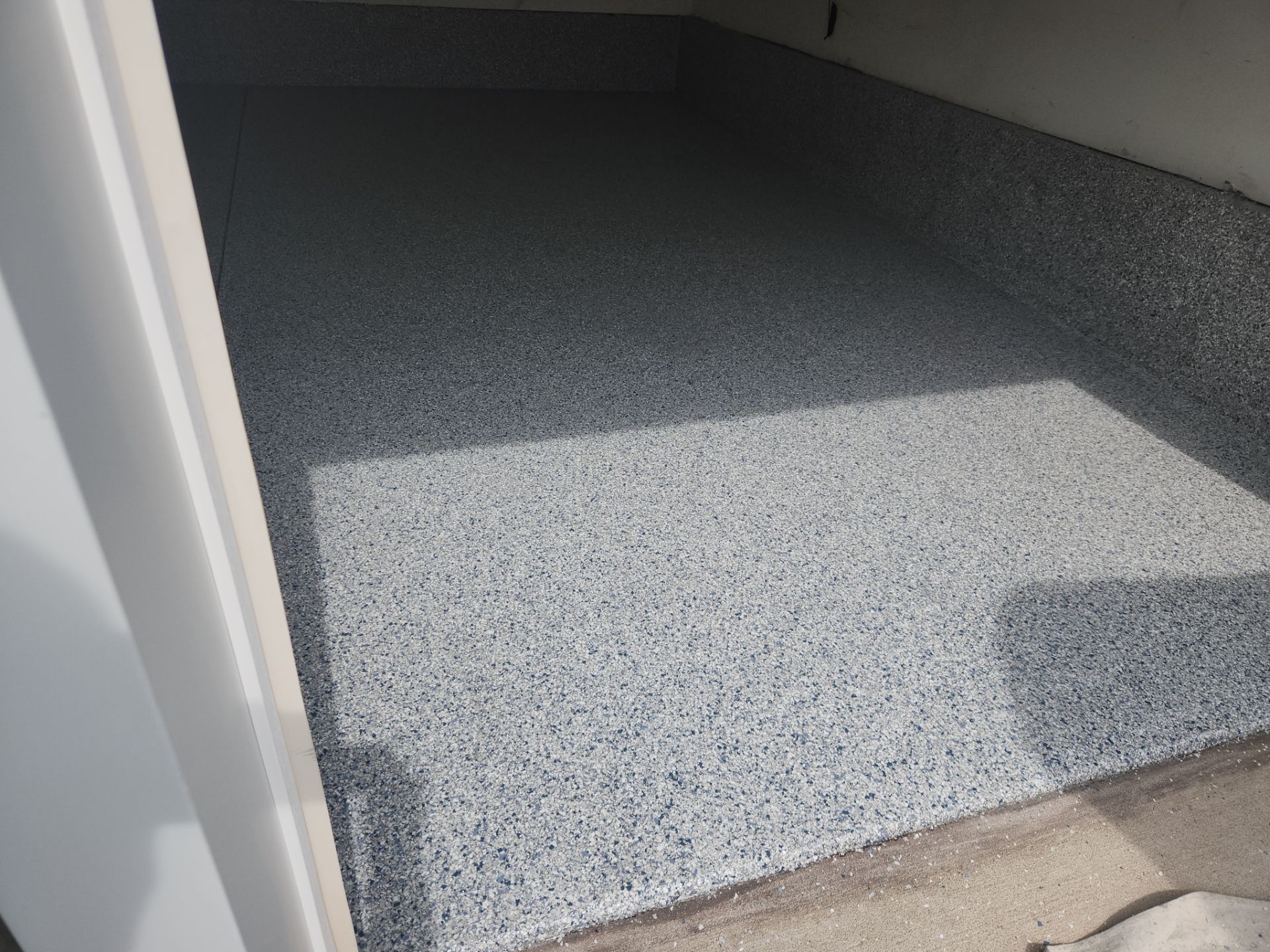 Hillsborough Township Garage Floor Coating with Multi-Colored Polyaspartic Flake by Spectrum Painting, LLC