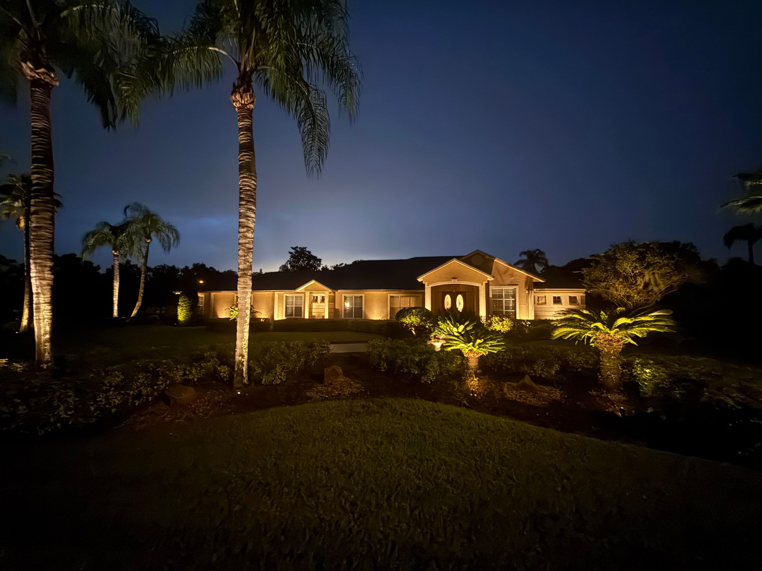 Custom Exterior Landscape Lighting for Residential Estate in Odessa by Elegant Accents