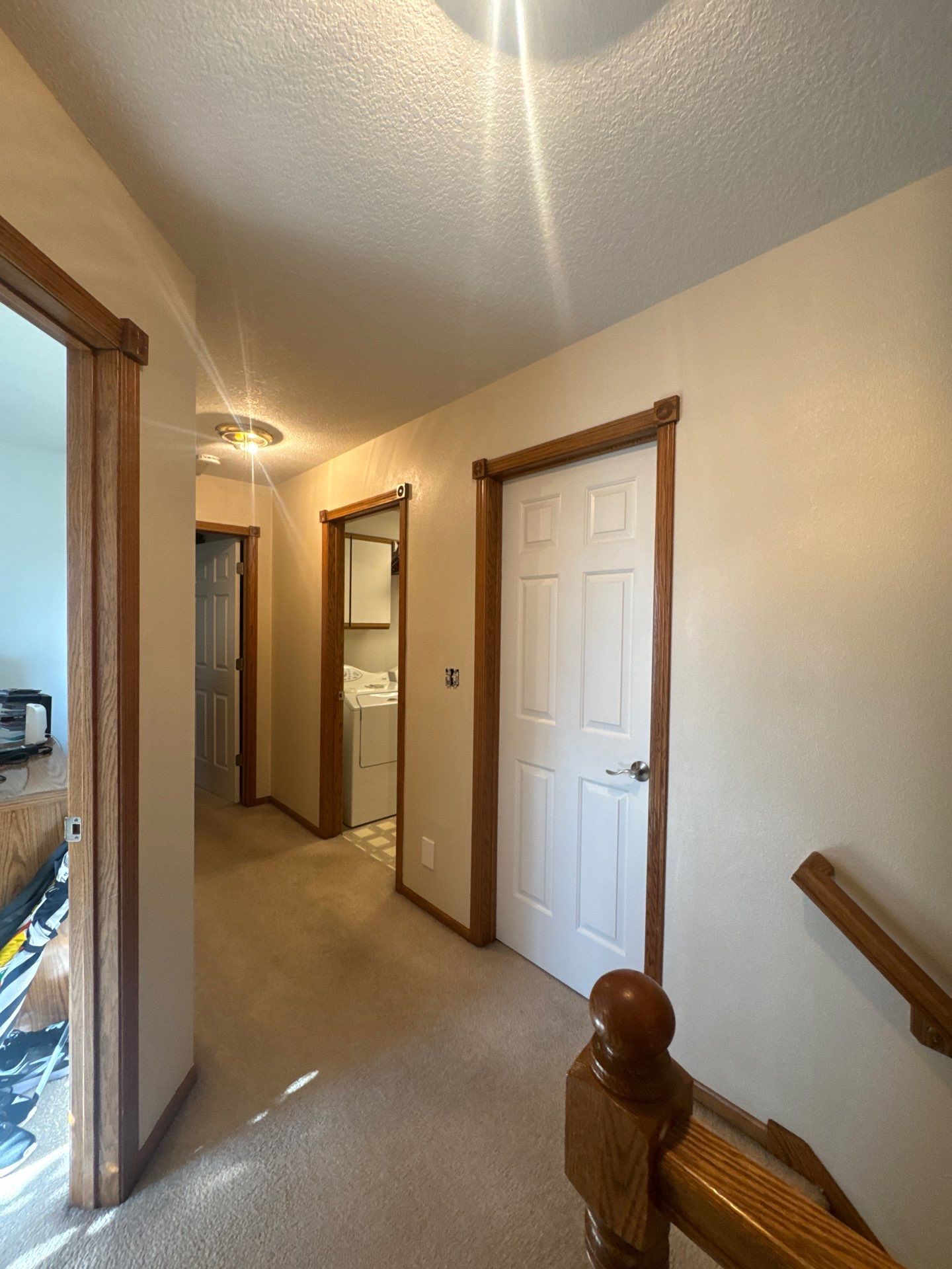 Ankeny Residential Interior | SW Duration in Natural Linen, Velvet Antler Accents & Clary Sage Bath with ProMar Flat White Ceilings by Midwest Paint LLC