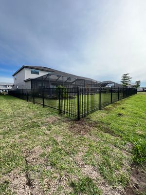 Aluminum Fence Installation using Black 3 Rail Aluminum Fence
