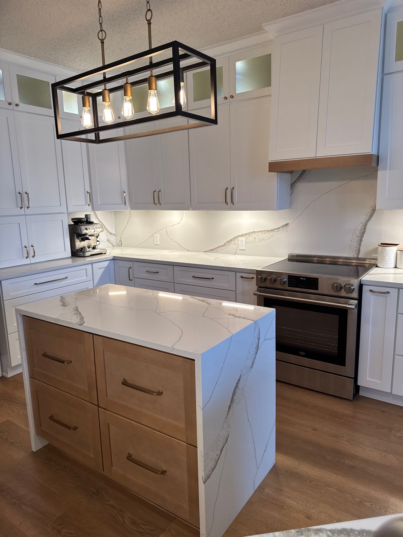 10-Day Luxury Kitchen: Custom Artistry & Waterfall Island Elegance by Tibi Soli LLC