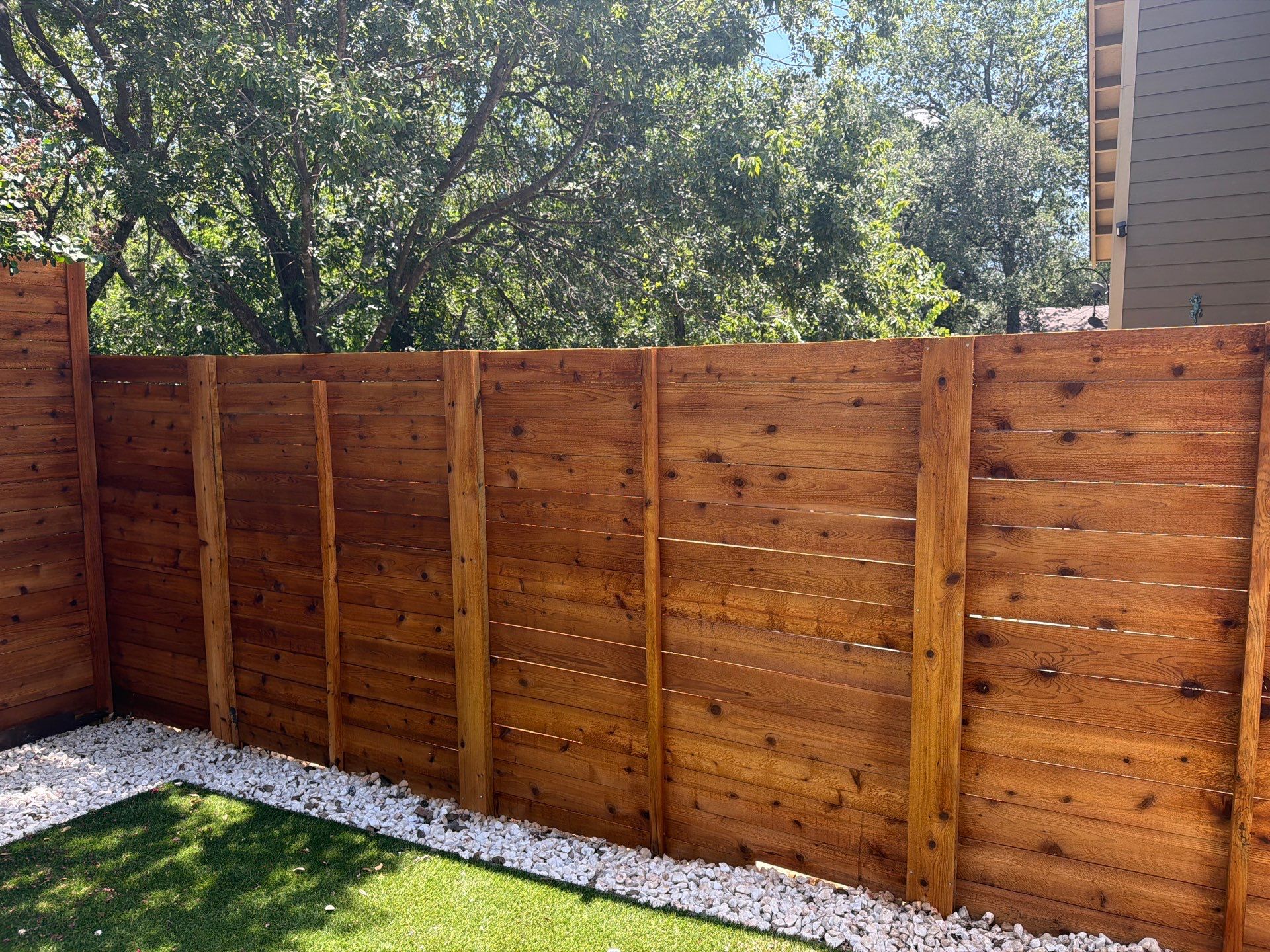 Custom Horizontal Cedar Privacy Fence and Gate Installation in Austin by Rhino Home Care