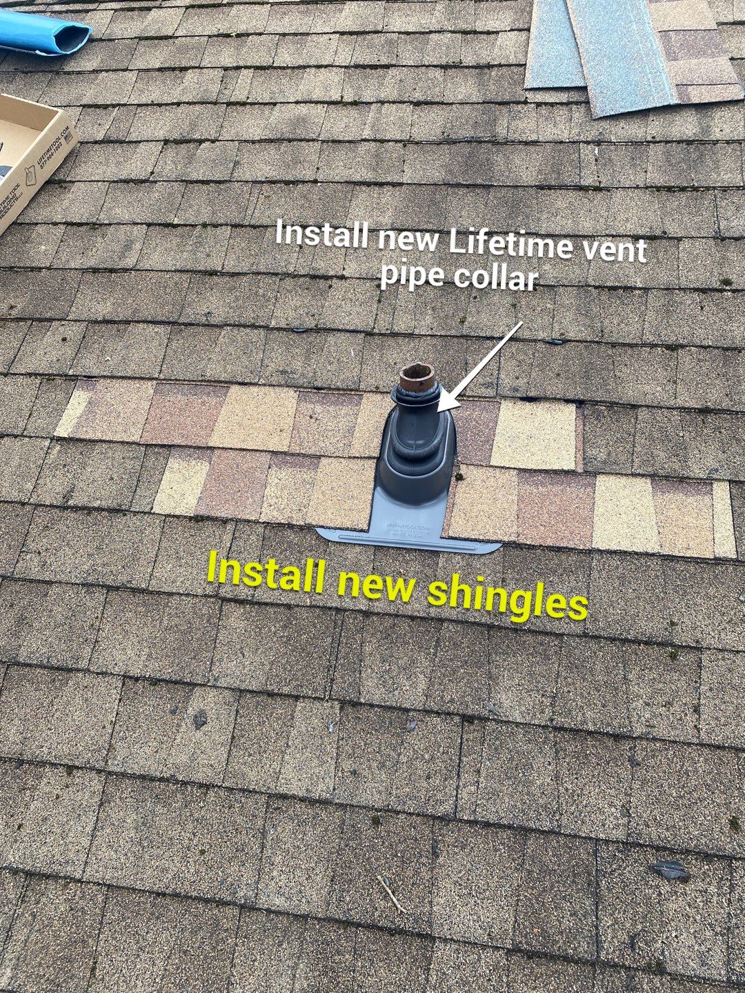 Install new life time vent collars and roof repair  by Alpha Design Services