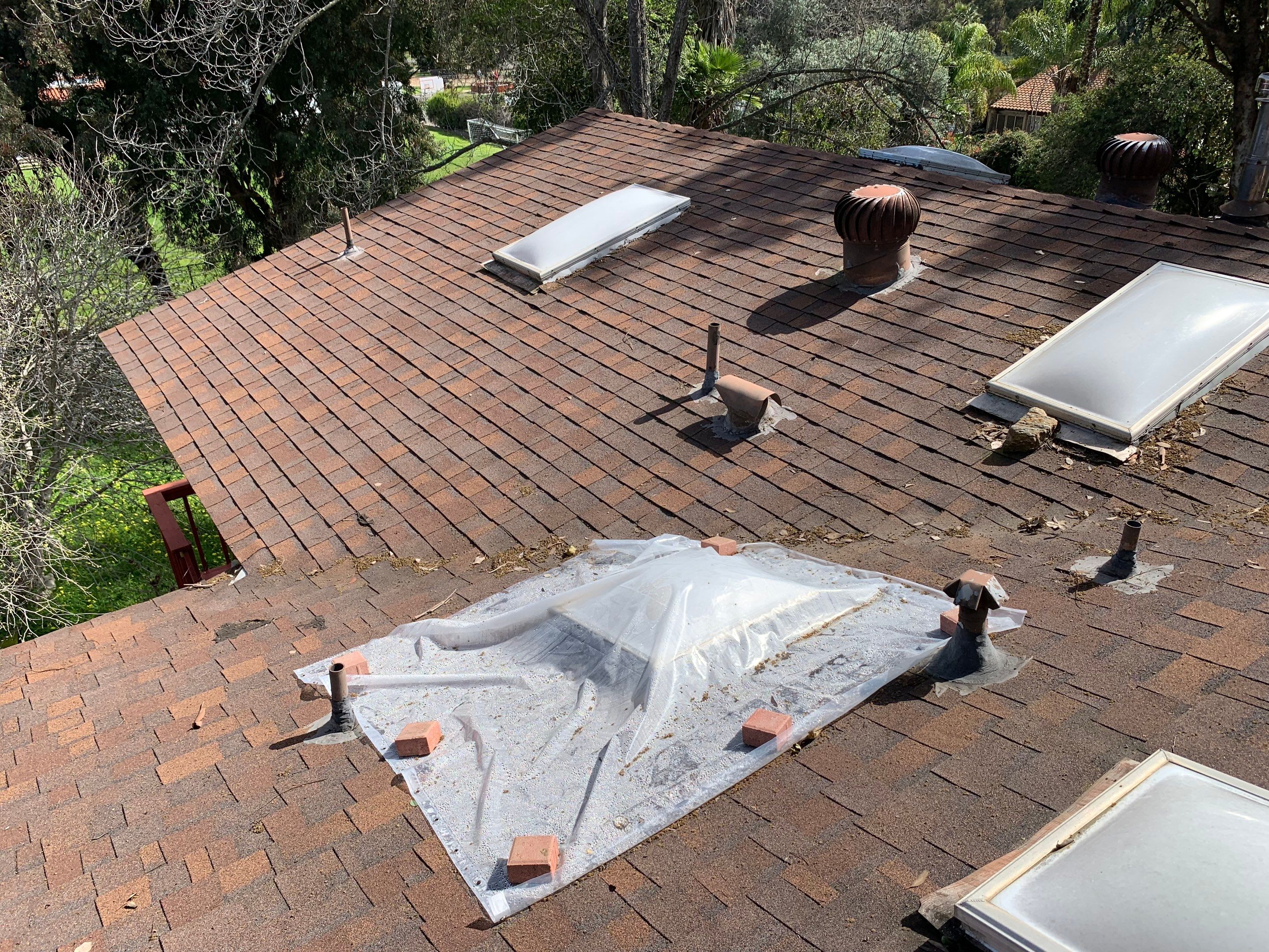 Escondido Partial Shingle Roof Replacement with Skylights and Gutters by Zenith Roofing Services