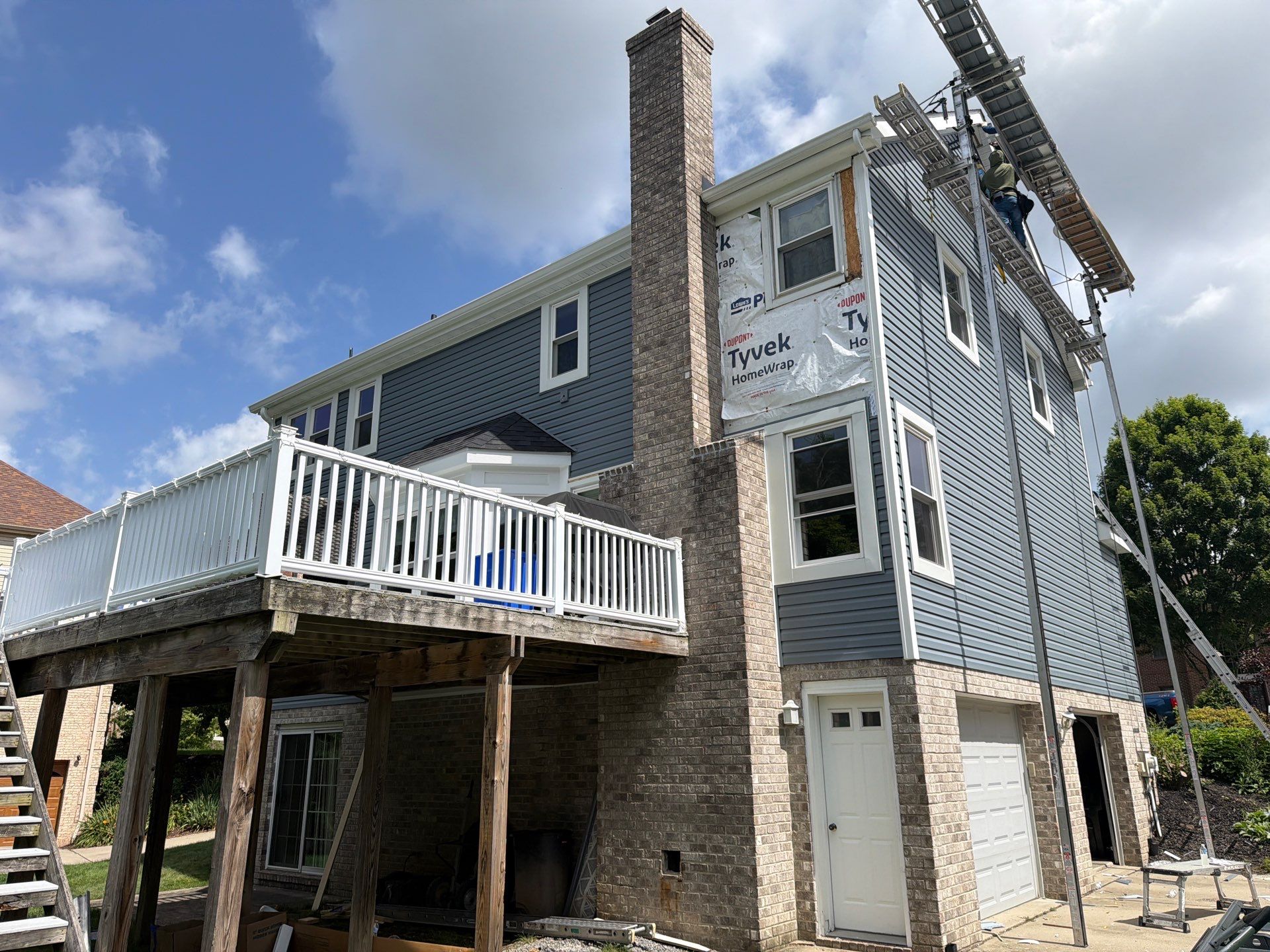 Full House Siding Renovation with English Wedgewood Vinyl Siding in Sewickley by Ideal Siding Pittsburgh