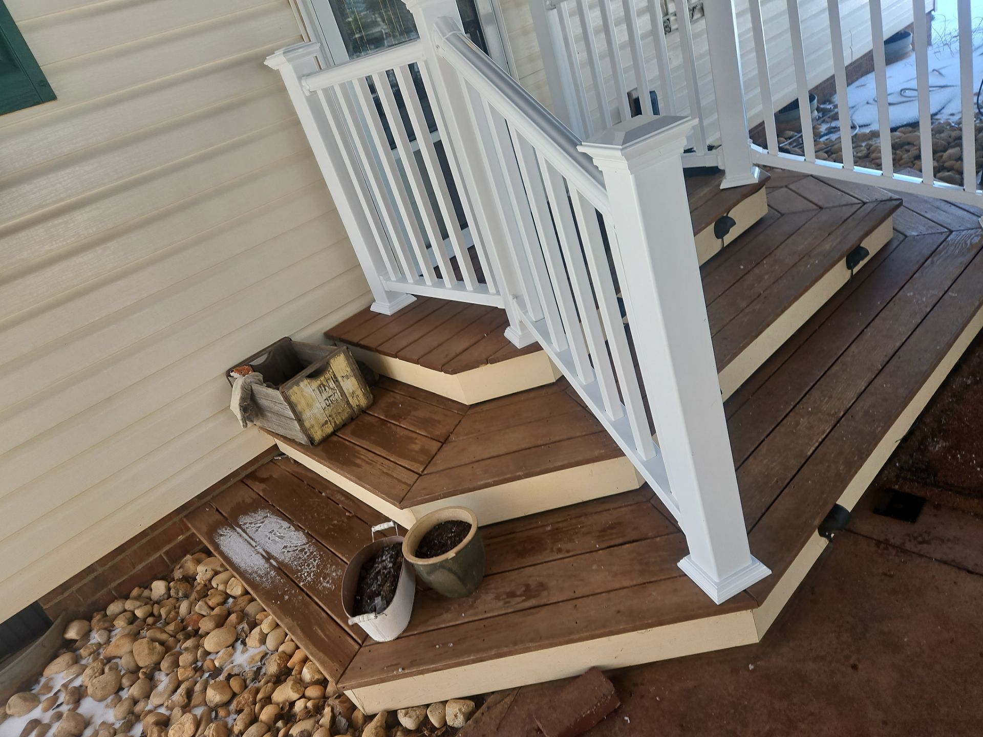Carport Entry Vinyl Railing Install by A Step Above Handy LLC