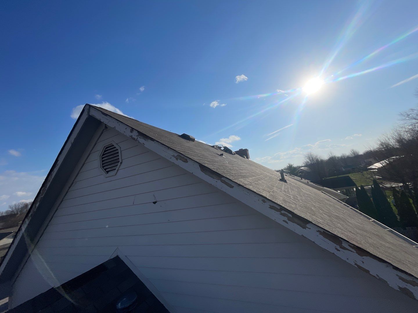 Tornado damage in Whiteland. Roof replacement, James Hardie siding, exterior paint, gutters, windows, doors by 317 Roofing & Restorations