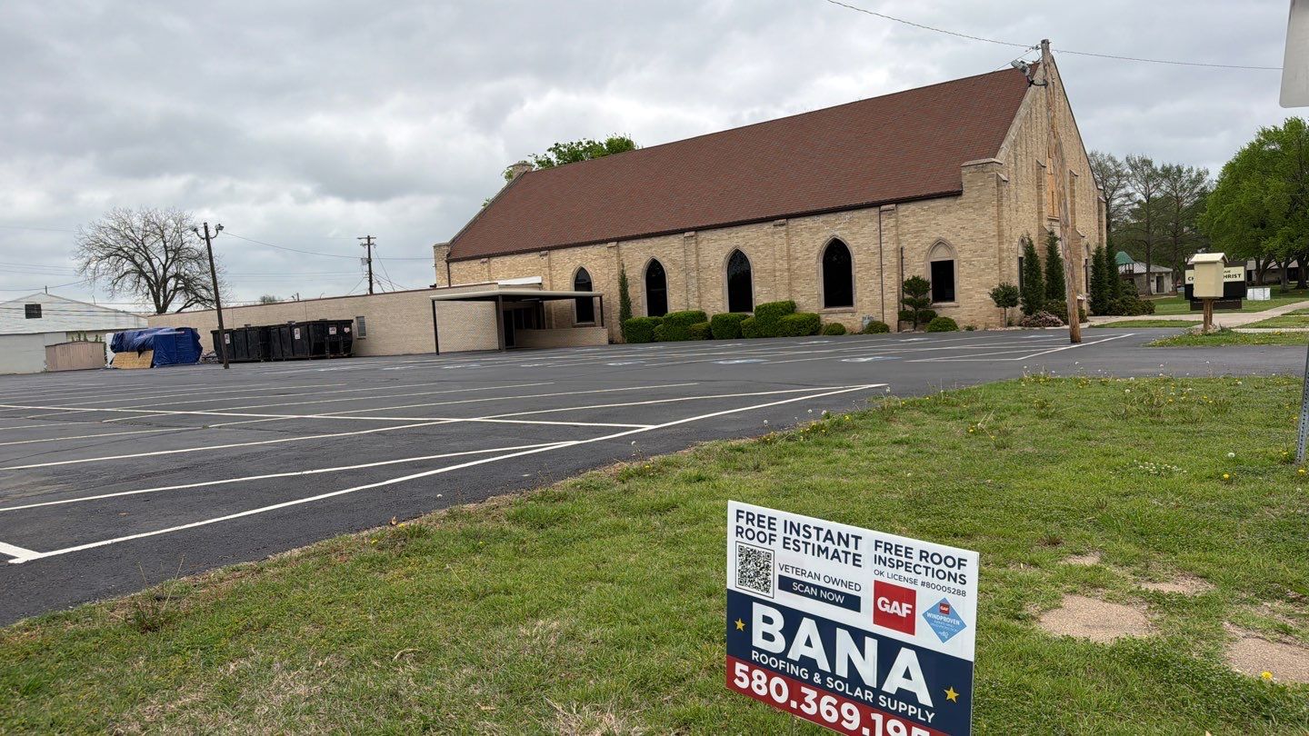 Commercial TPO Roof Replacement in Ardmore for McLish Church by BANA Roofing and Solar Supply