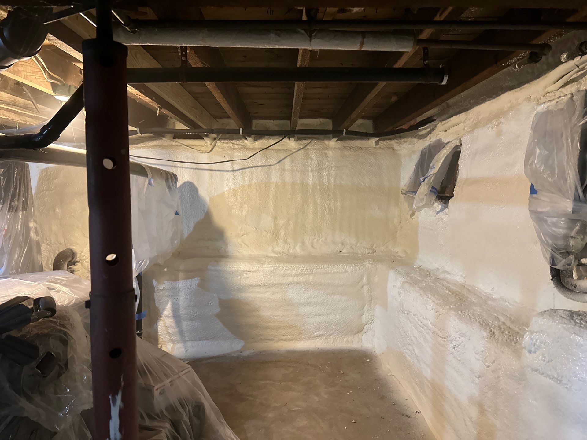 Basement Exterior Walls using Closed Cell Spray Foam by NYS Foam & Energy