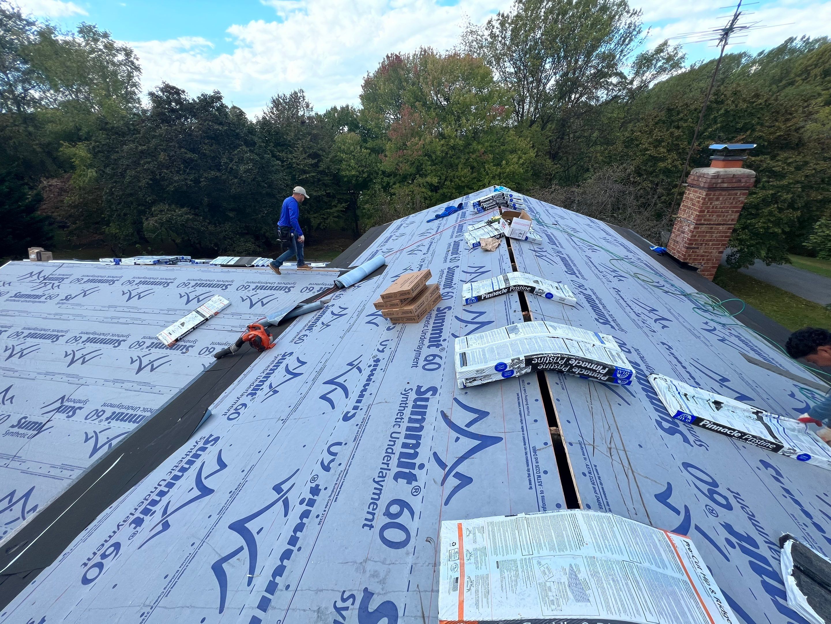 Residential Roofing Installation using Atlas Pinnacle Pristine Pewter Architectural Shingles by Frederick Roof Repair