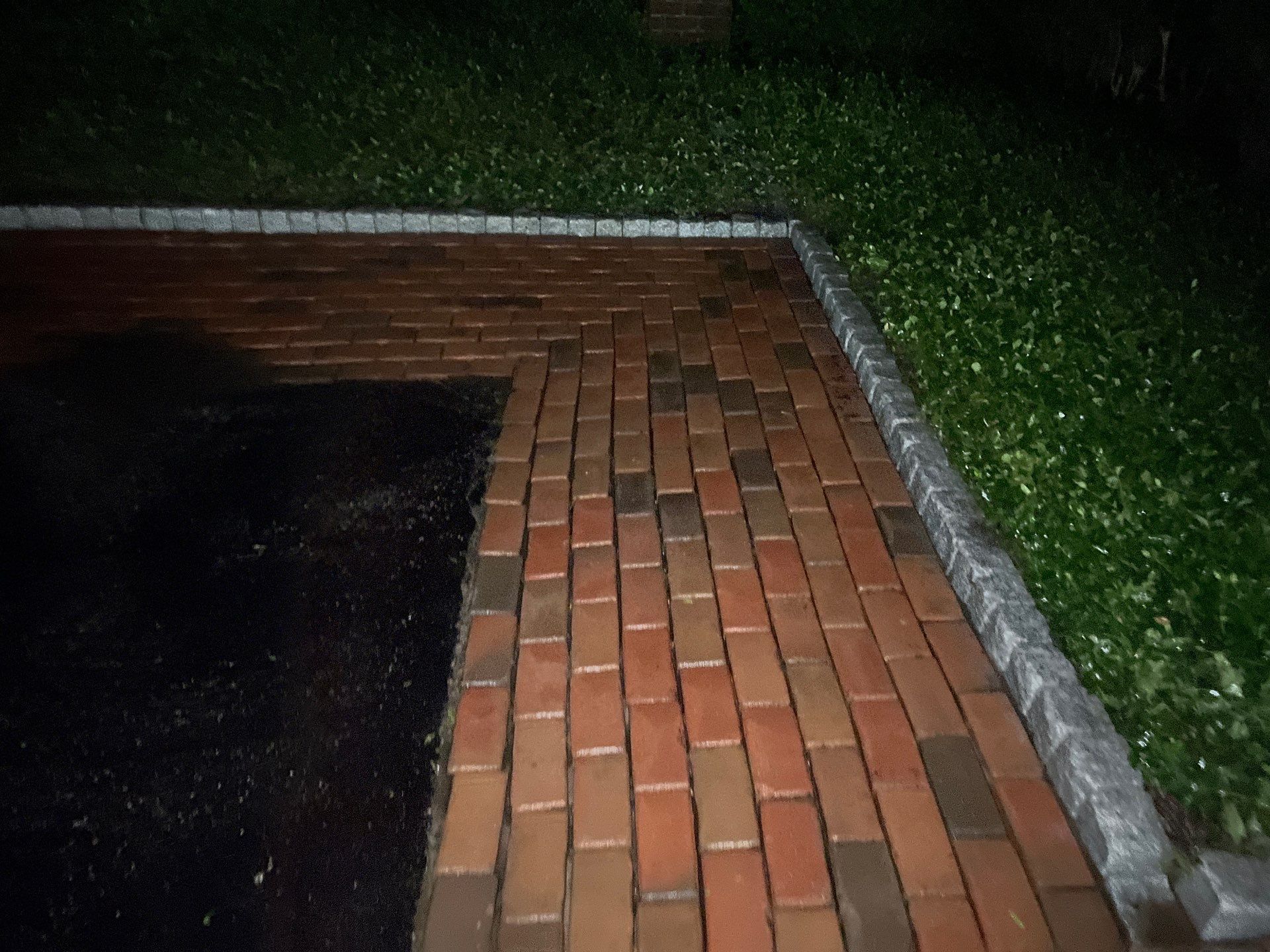 Brick paver clean, sand and seal.  using Algaecide, soft wash soap by Northern Power Washing LLC.