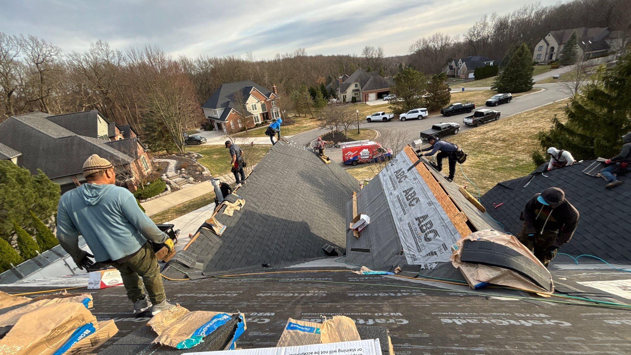 Roof Replacement using CertainTeed Landmark Moire Black by 180 Contractors