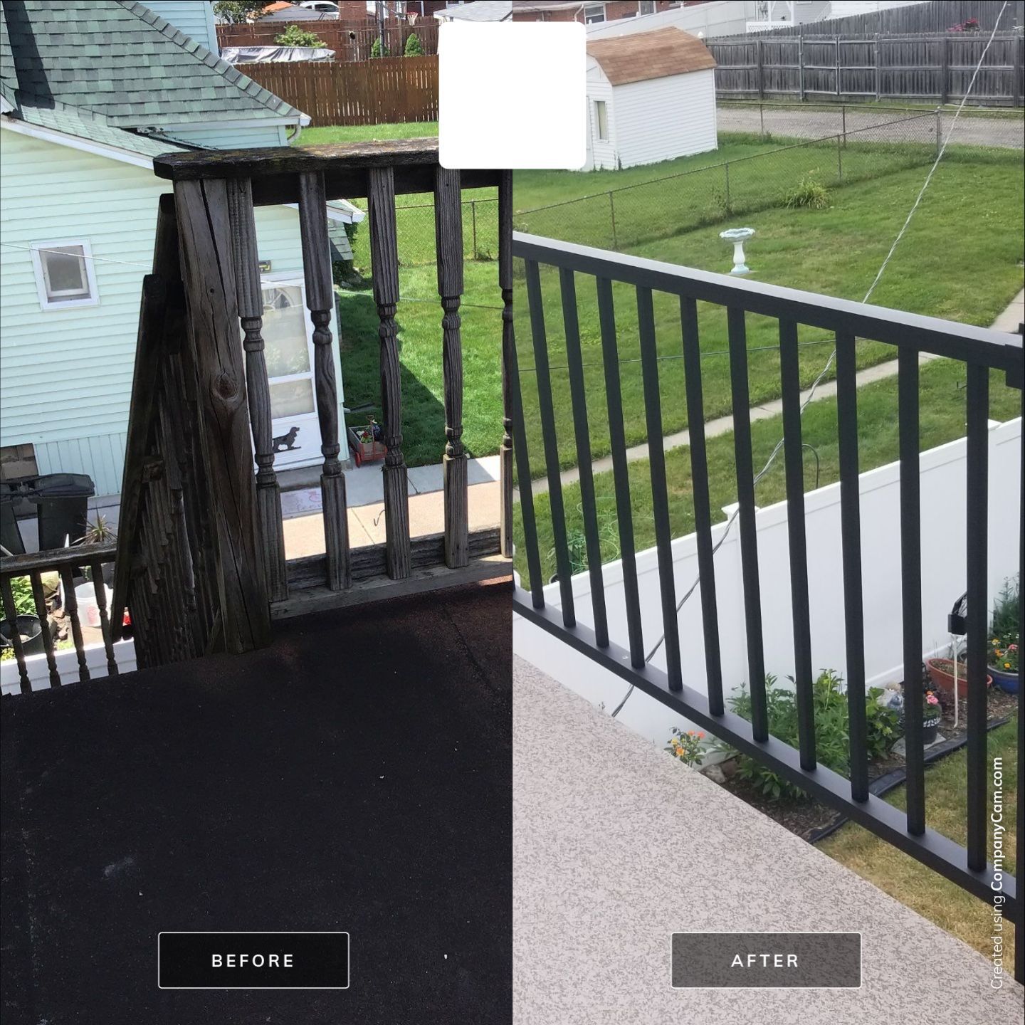 Rebuild balcony flat roofing TREX decking stairway and Railings in Wyandotte, MI by Northwest Construction 