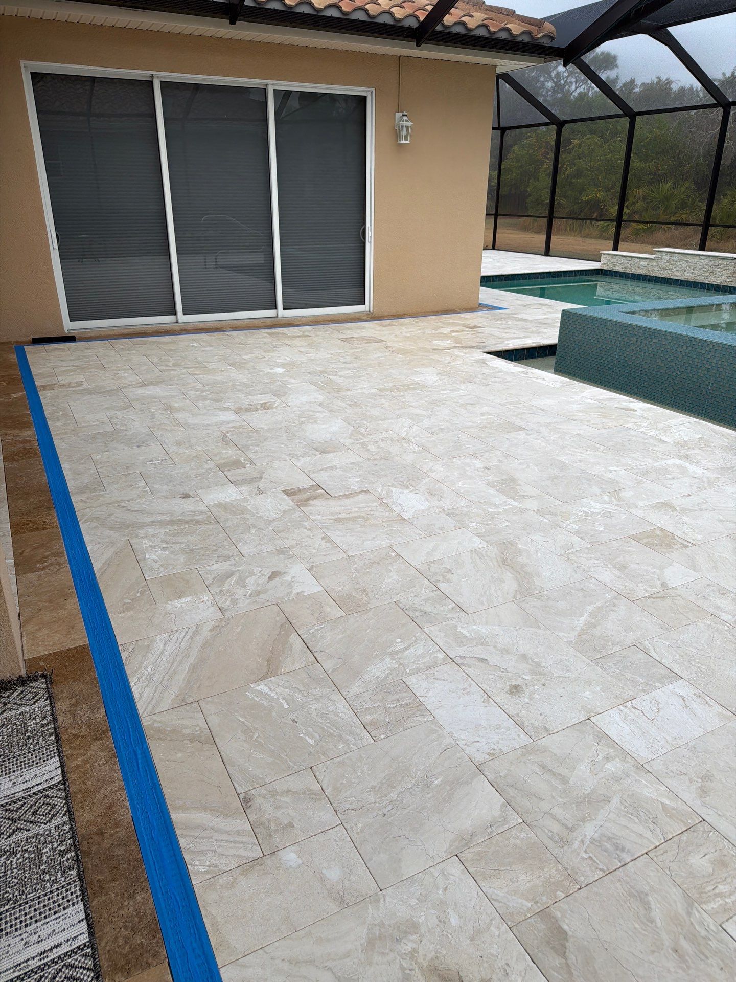 Travertine Paver Sealing Project in Sun City Center by Supreme Paver Experts