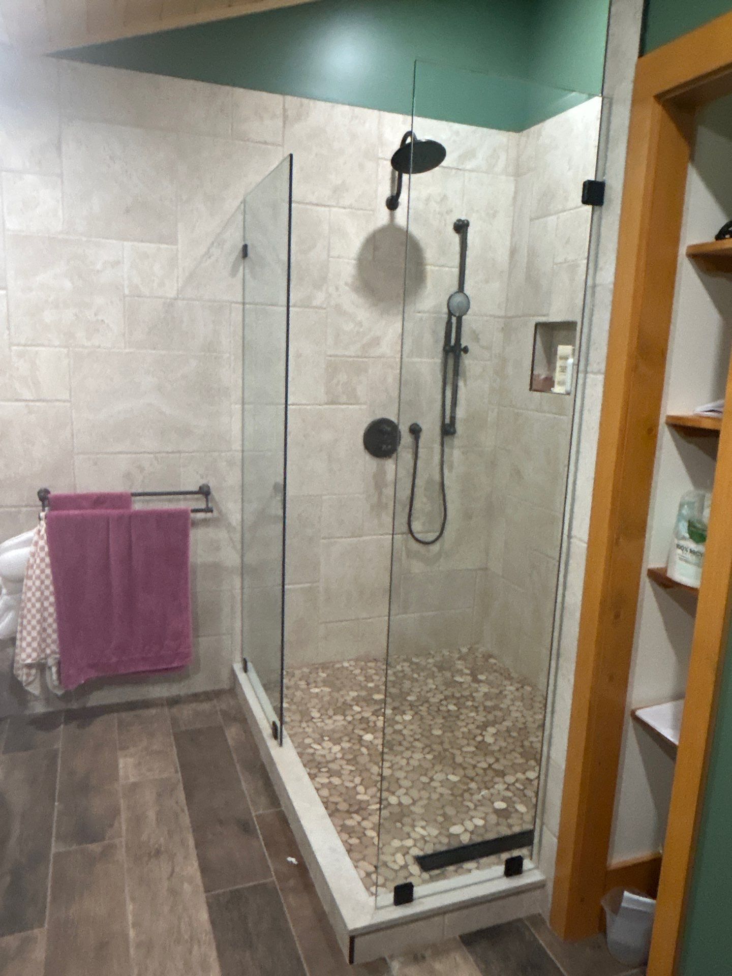 Bathroom Remodel - Double Spray Panel Shower Enclosure by Cheshire Glass Company