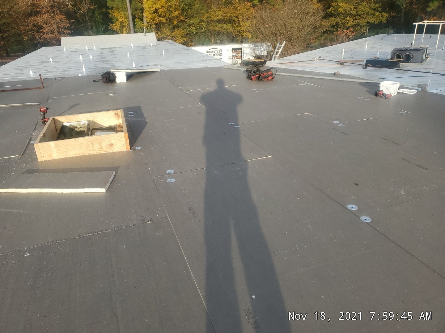 Commercial Roofing Installation using 50 mil PVC by Hostetler Roofing