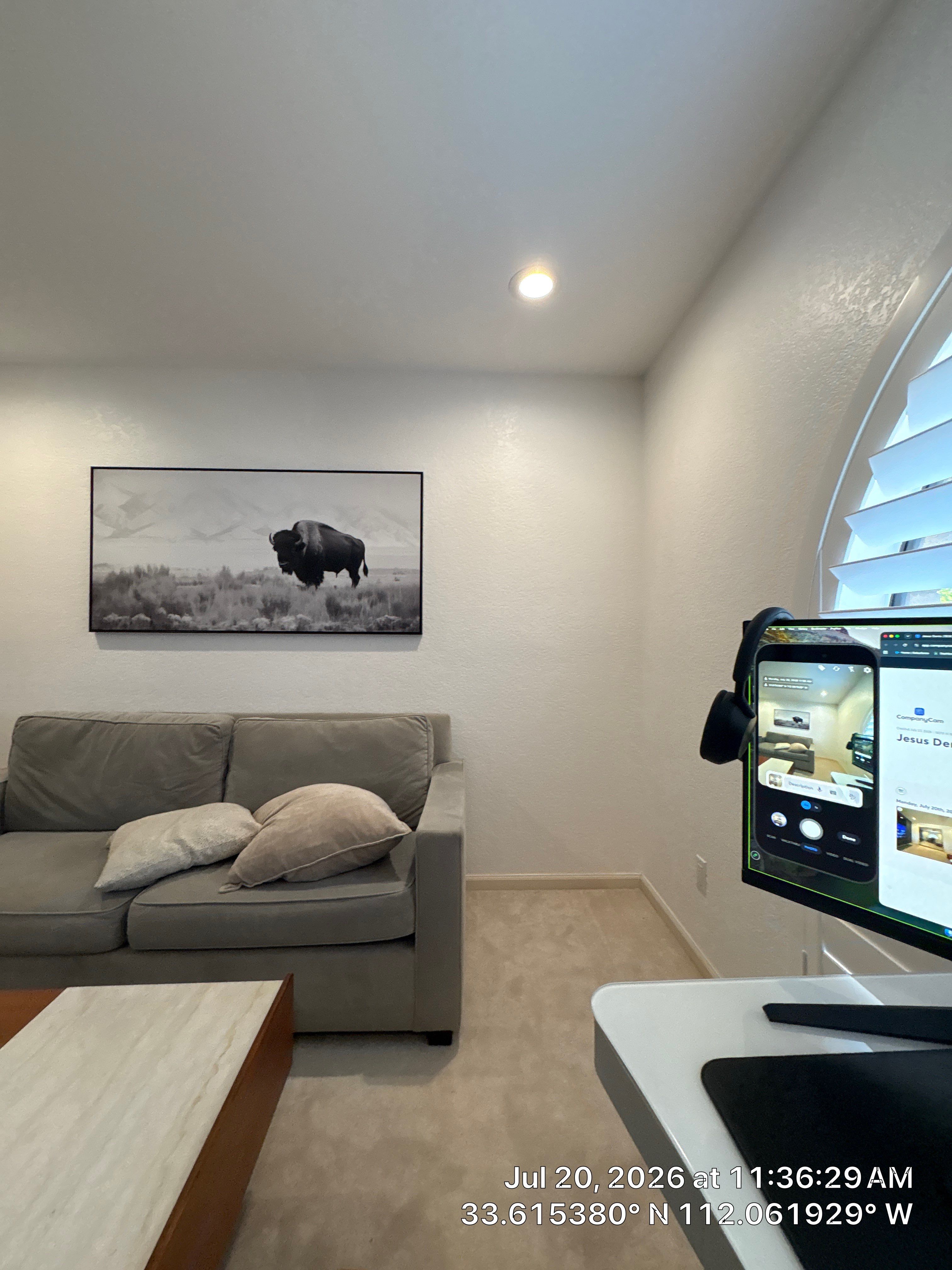 Arched Window Shutter Installation and Modern Home Office Setup in Phoenix by CompanyCam Sales Demo