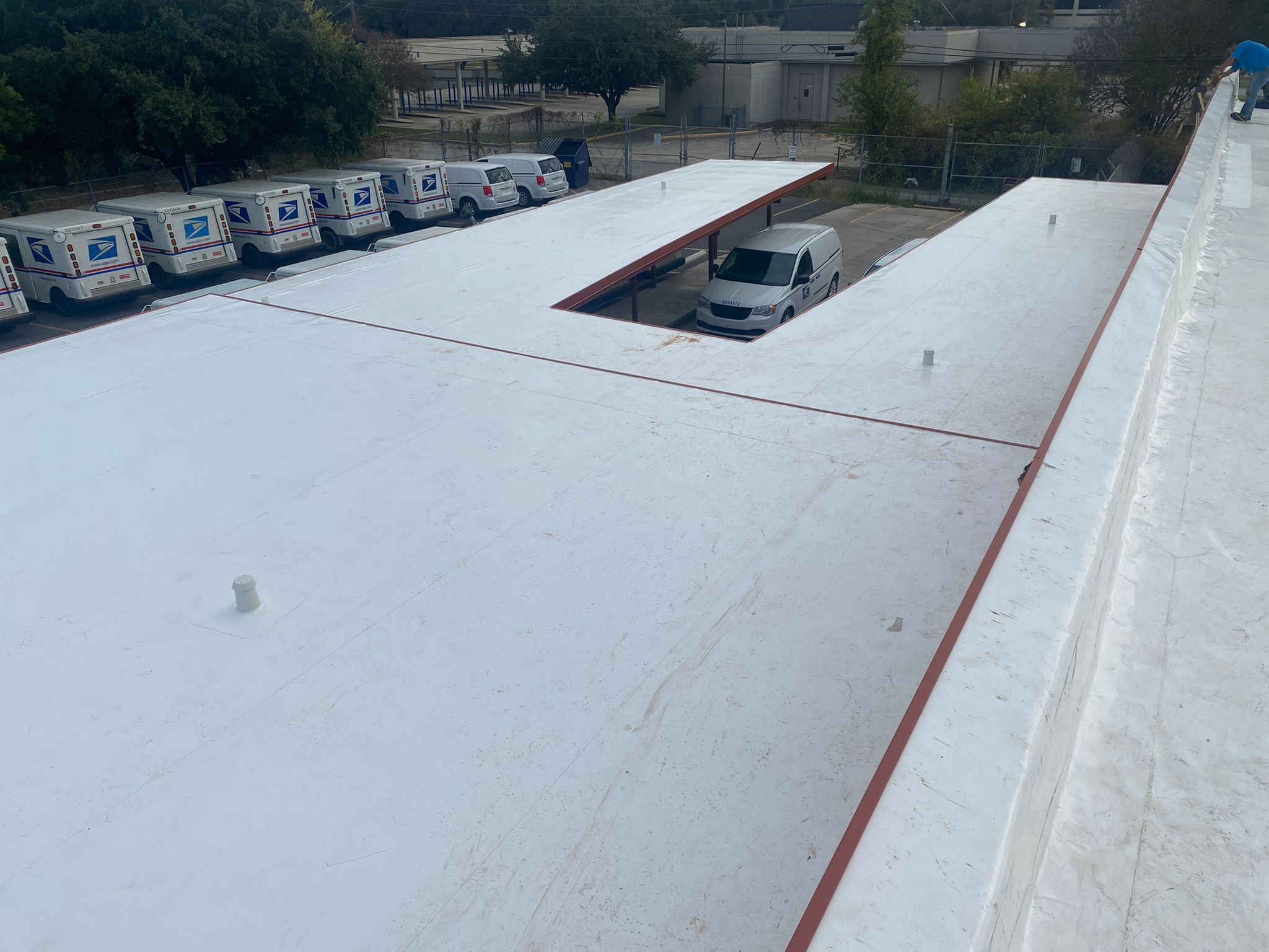 San Antonio Post Office Recover with a 20 year NDL warranty by Grell Roofing, LLC