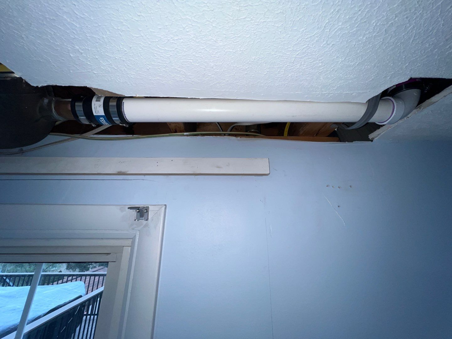 Ceiling leak repair using PVC pipe by Sureway Comfort John Wilcox Plumbing Heating Cooling