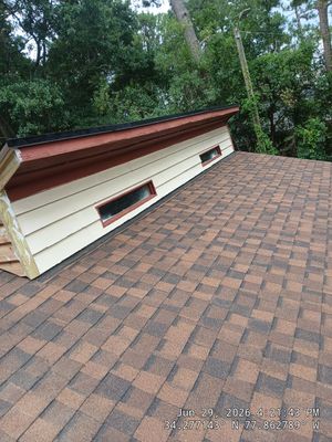Hand-Nailed Burnt Sienna Roof Replacement in Wilmington, NC