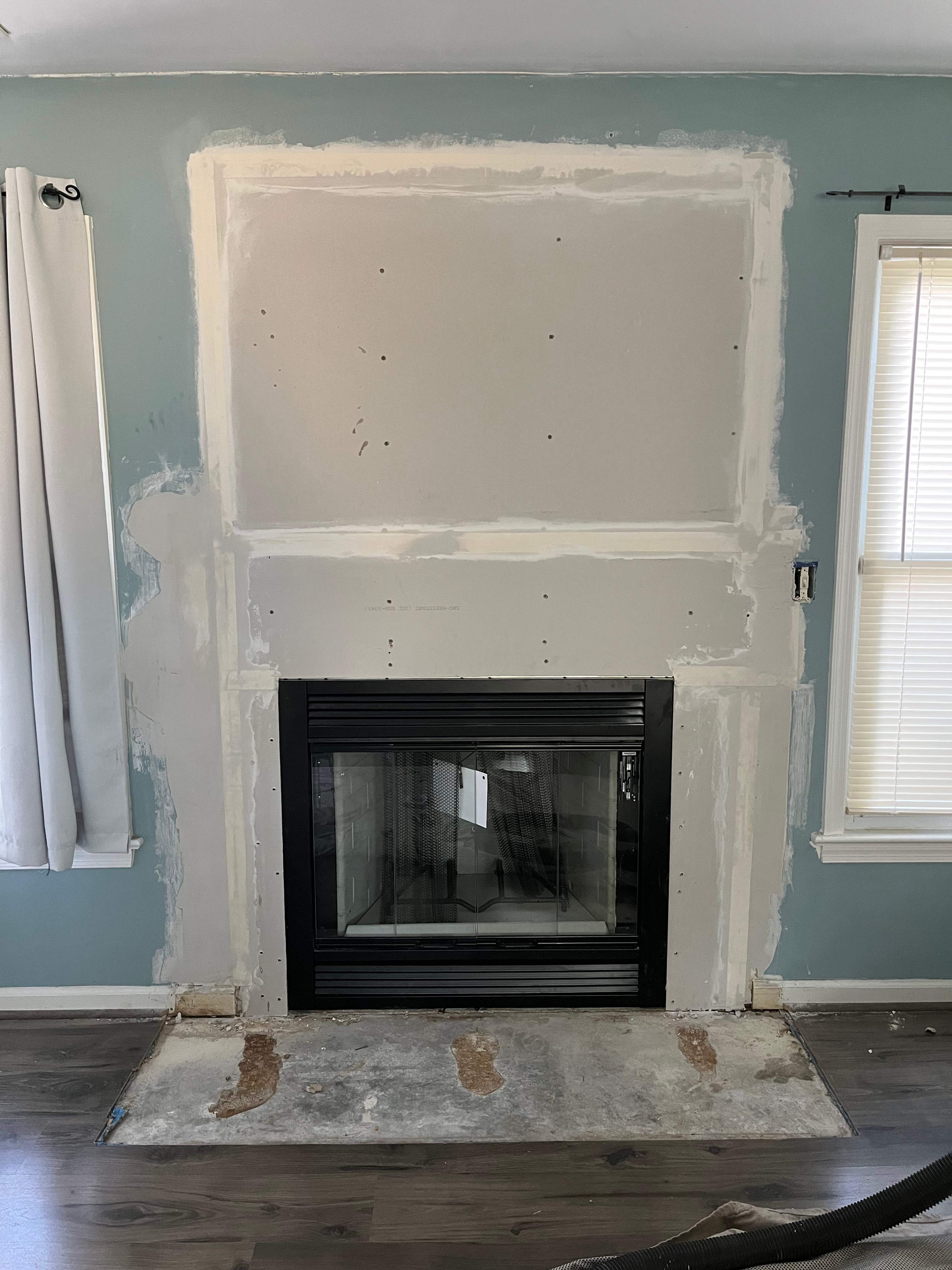 New Fireplace, Tile, Mantel and Glass Doors in Virginia Beach by Premier Chimney and Roofing