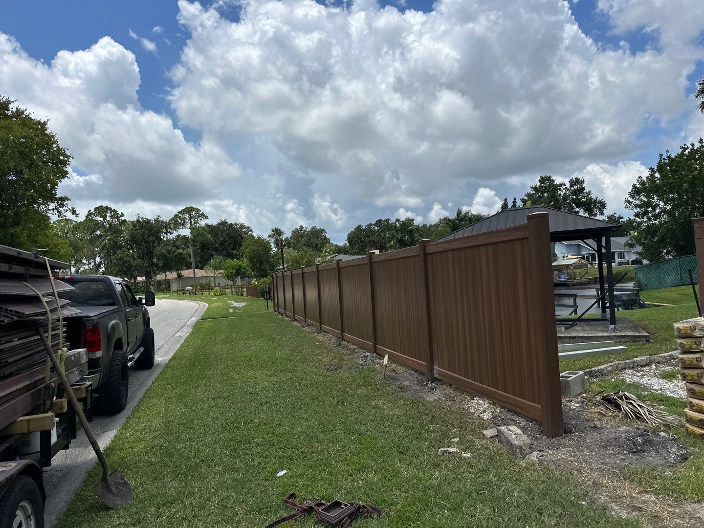 Vinyl Privacy Fence using 6Ft Professional Grade Mocha Walnut Privacy Fence by Asap fence and gates, LLC
