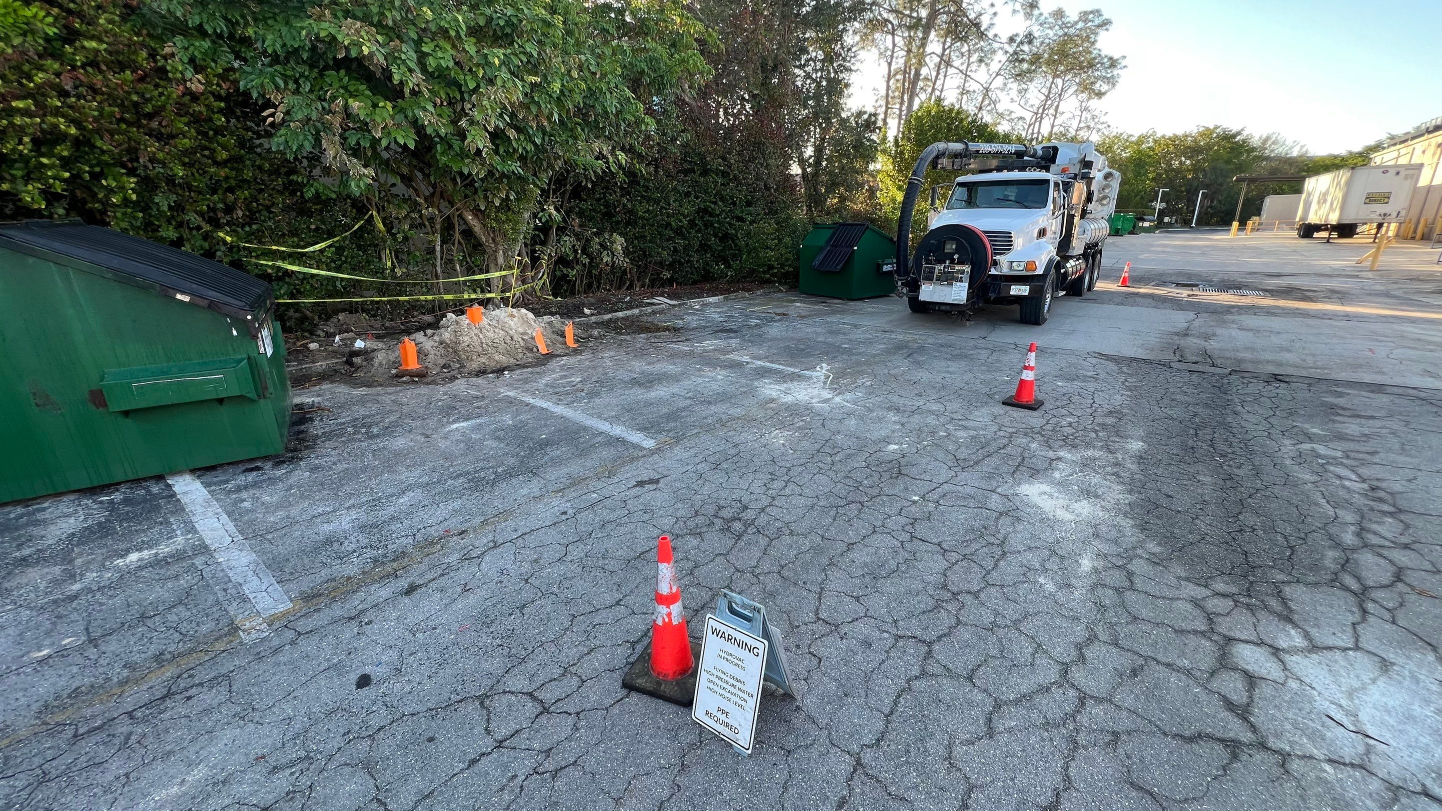 Hydro Excavating a Water Main for Repair by APS Power & Water