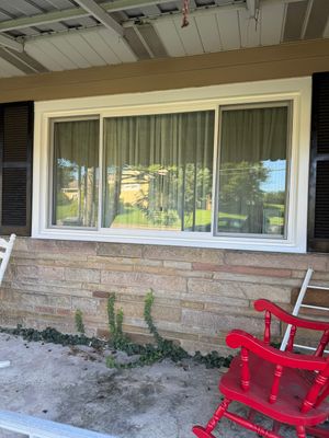 White Vinyl Sliding Window and Glass Block Installation in Columbus