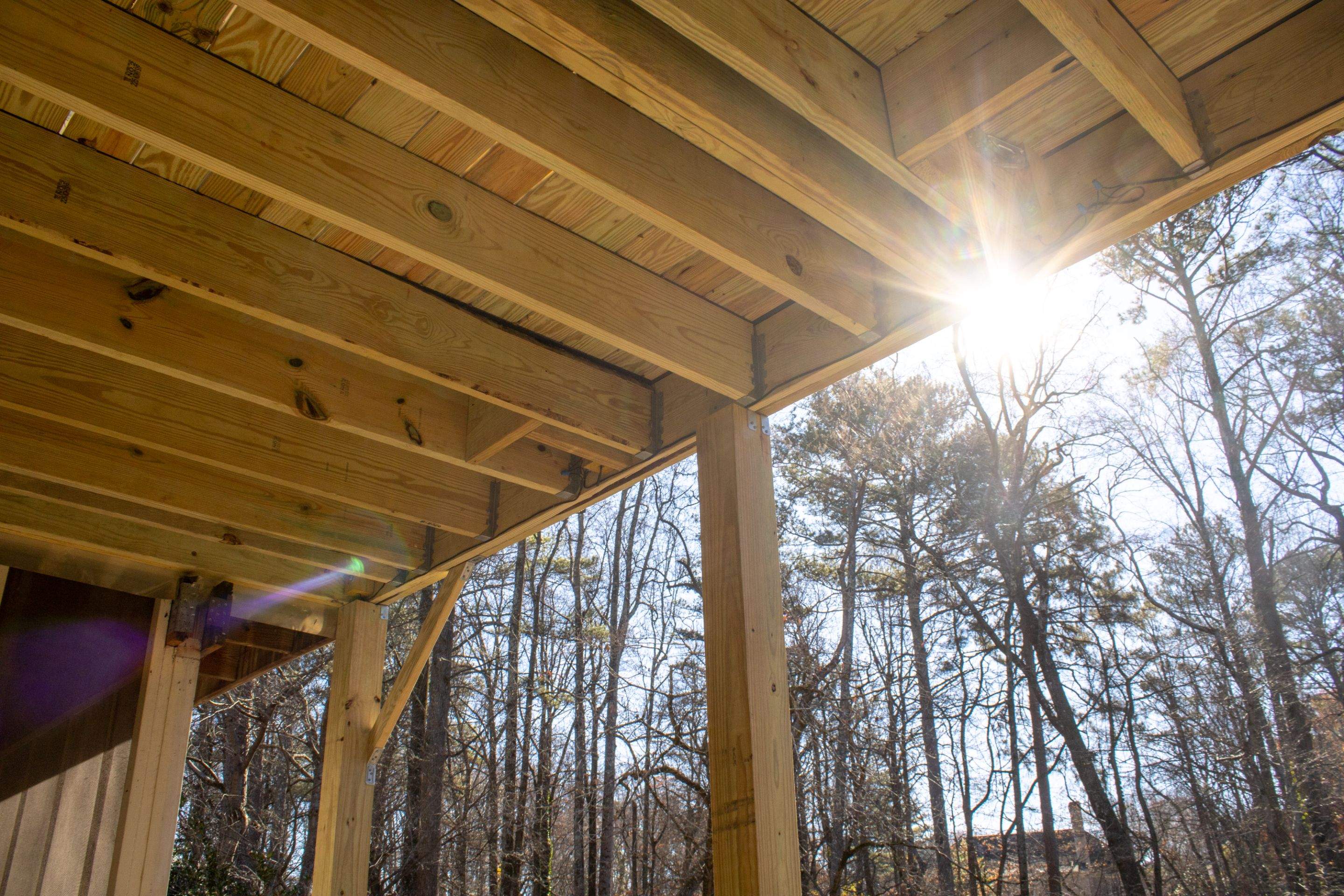 Timbertech LED Light Installation on Wood Deck Build in Marietta, GA by Nelson Exteriors 