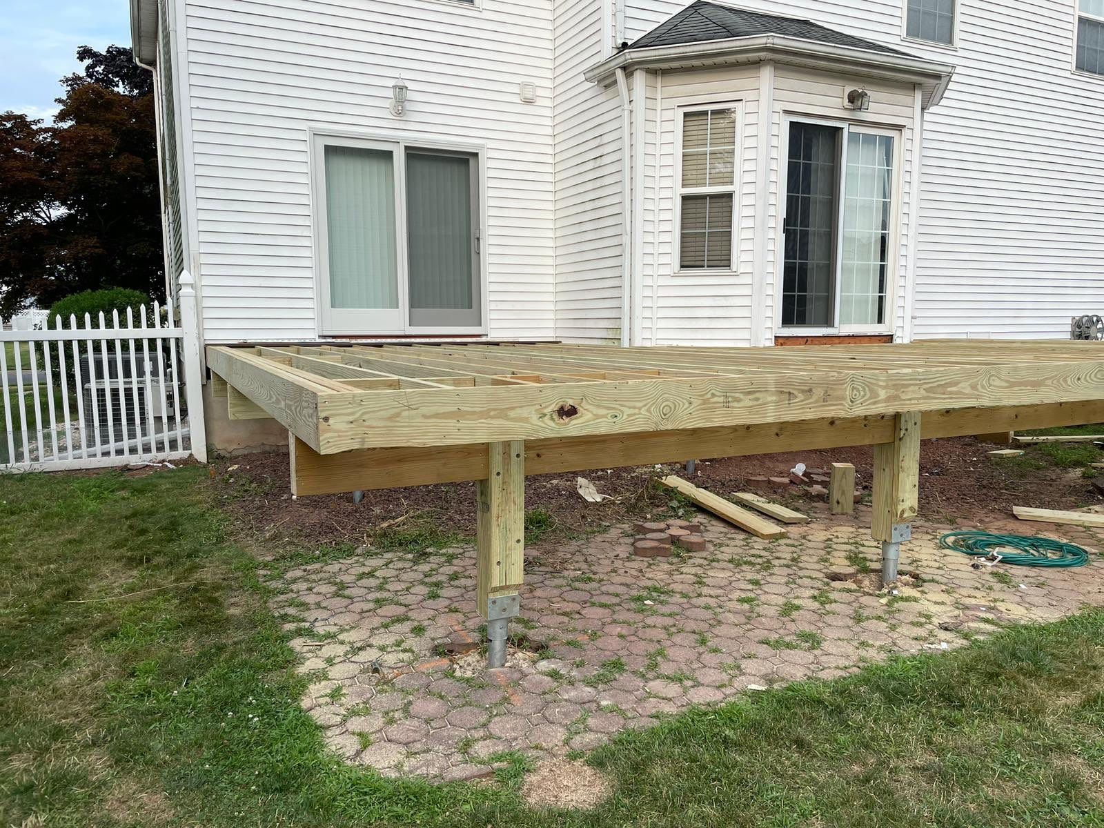 New Deck with Pergola and Vinyl Lattice by deck guardian