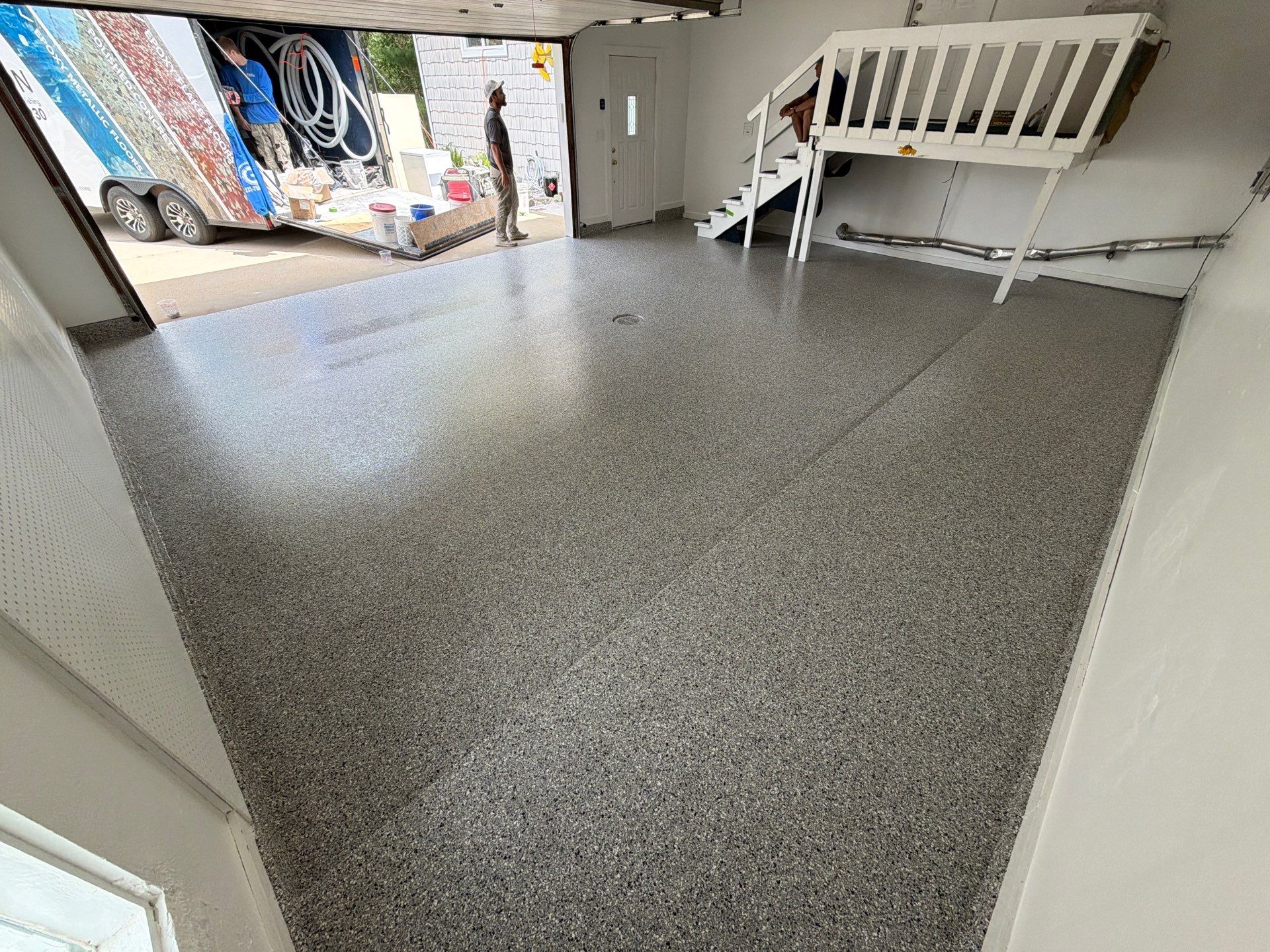 Custom Gray Speckled Epoxy Flake Garage Floor in Muskegon by Gordon Painting