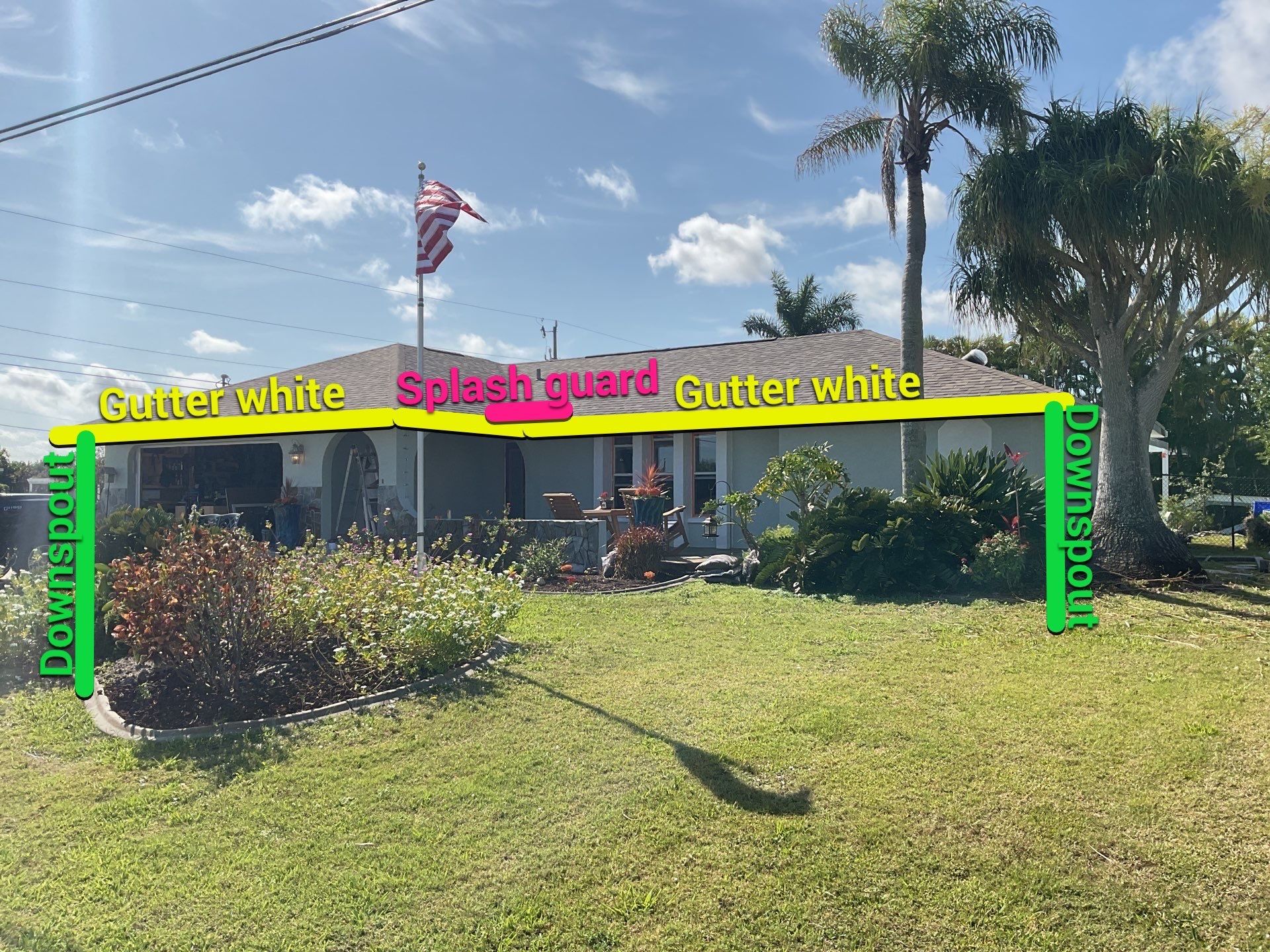 Downspout Installation using 3X4 Elbow Downspout in Cape Coral FL by Gutter Professors