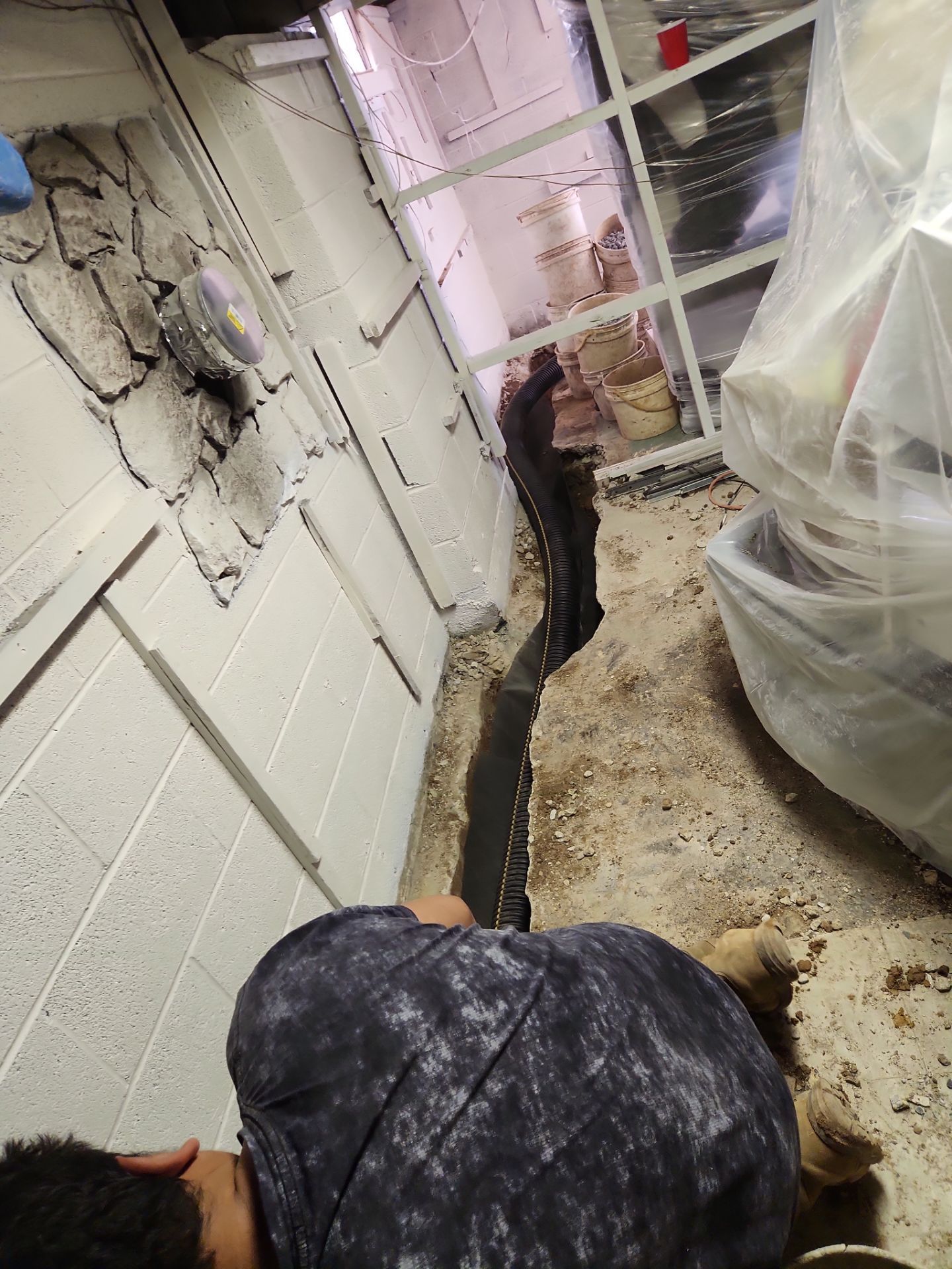 Interior French Drain & Mold Remediation Project in Manville, New Jersey by Pure Service Pro, LLC 