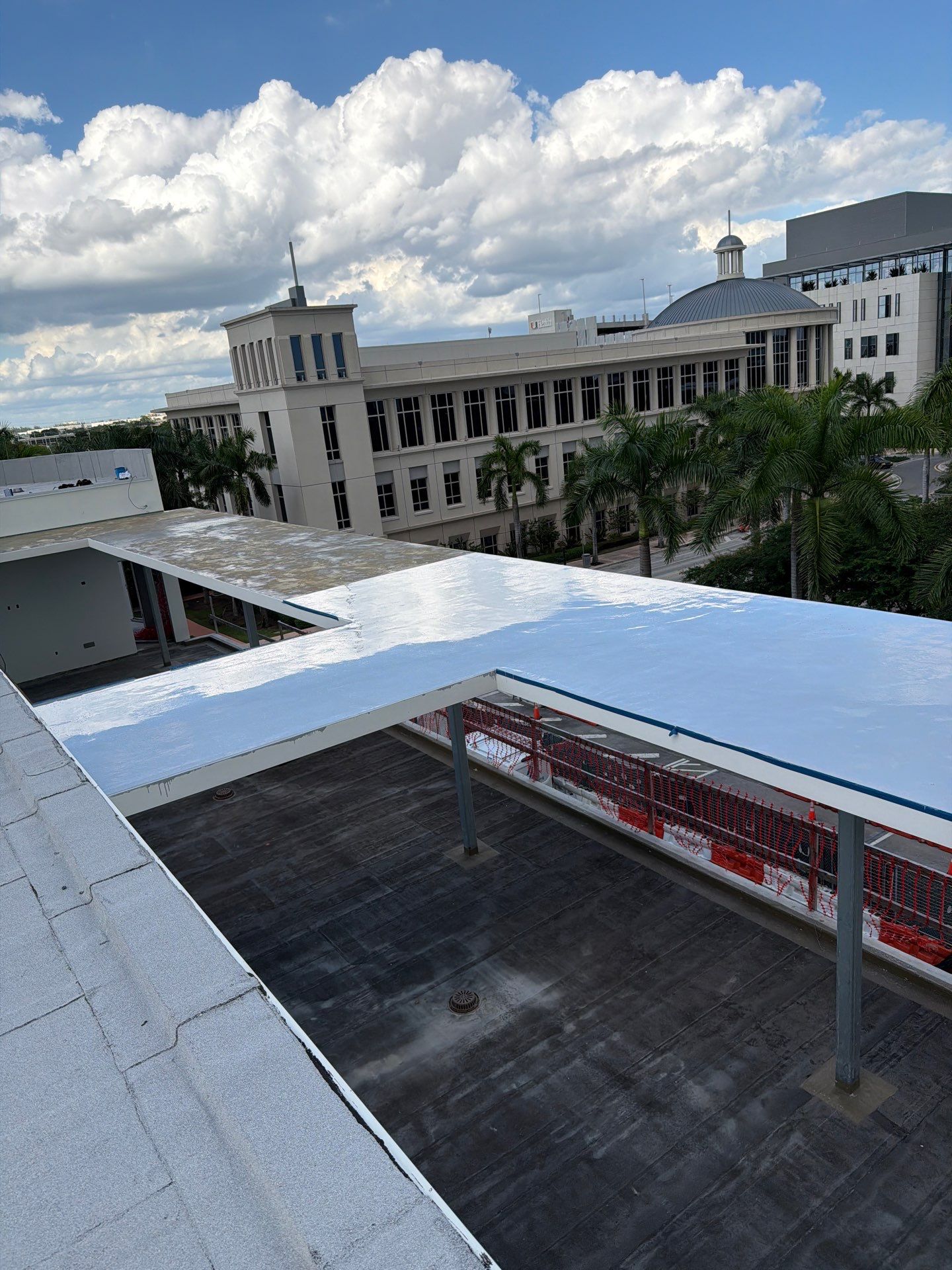 Commercial Roofing Installation with Soprema Membrane at Doral Library by AJF ROOFING INC