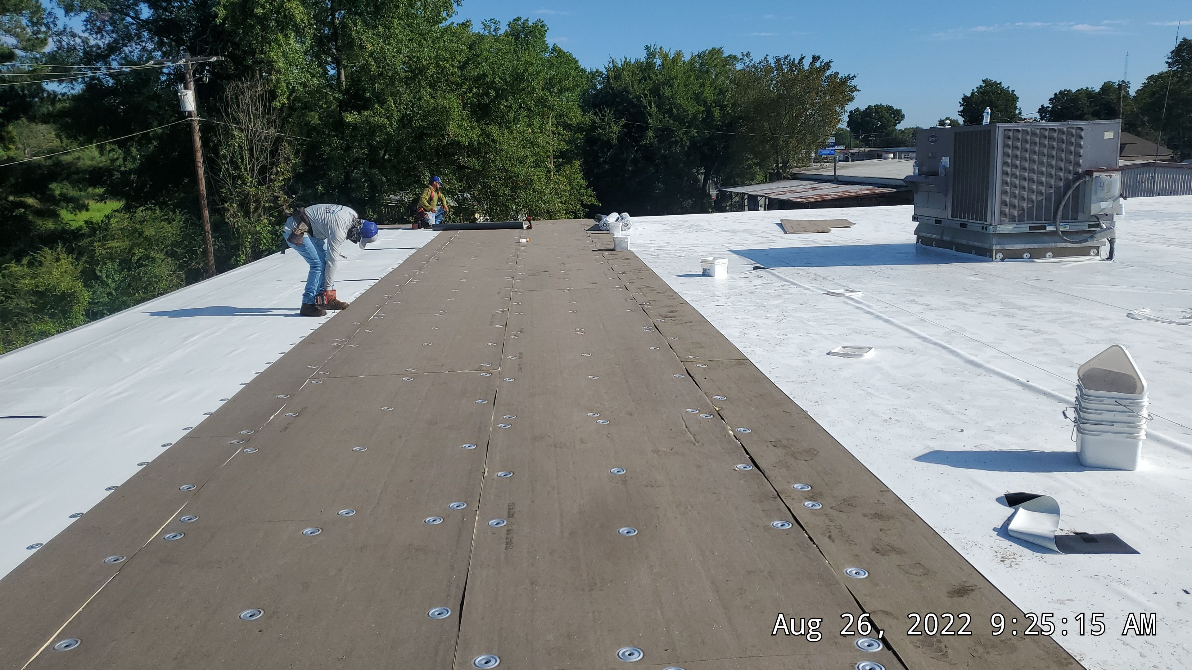 Commercial Roofing Installation using 50 mil PVC by Hostetler Roofing
