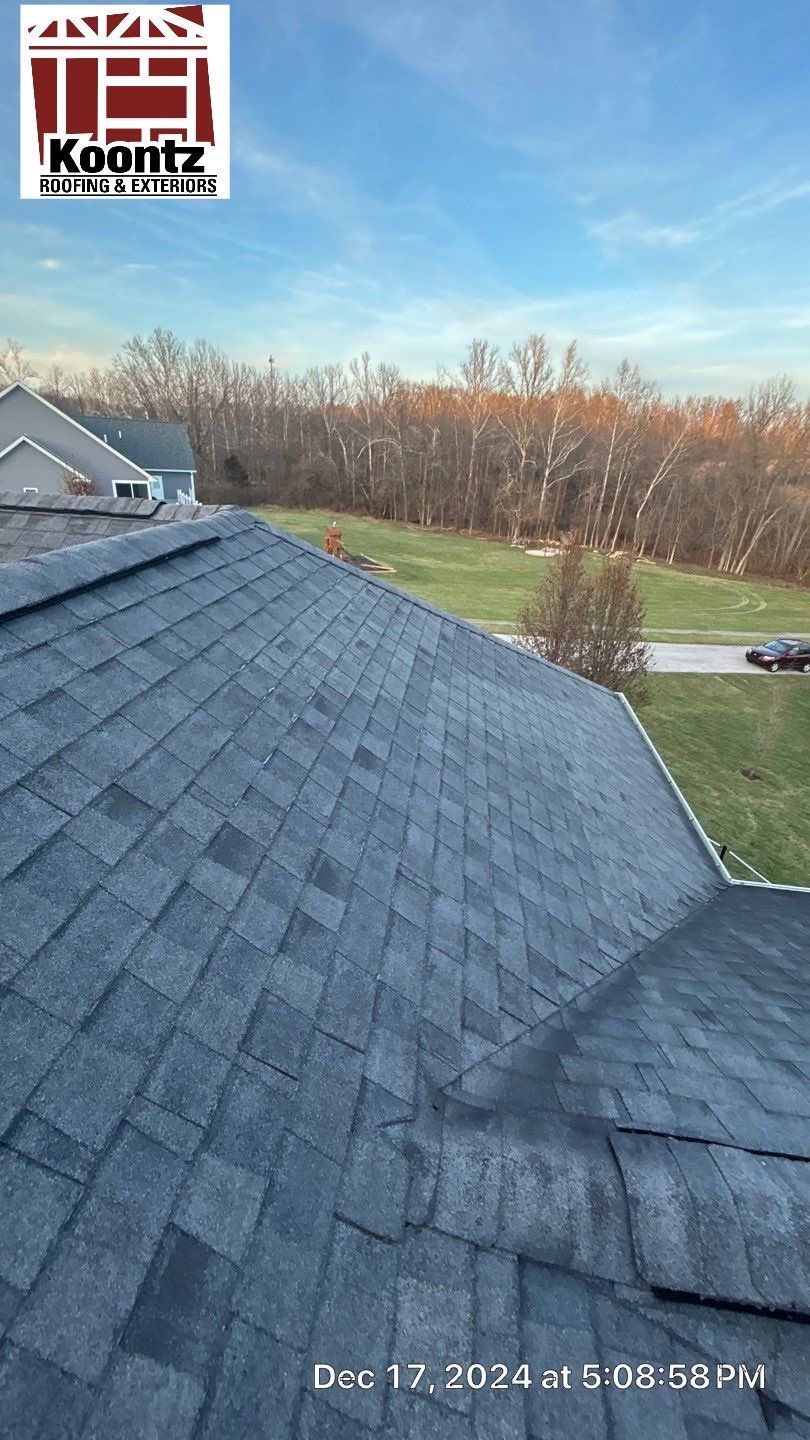 Residential Roofing Installation using Malarkey Vista AR Shingles (Black Oak) by Koontz Construction