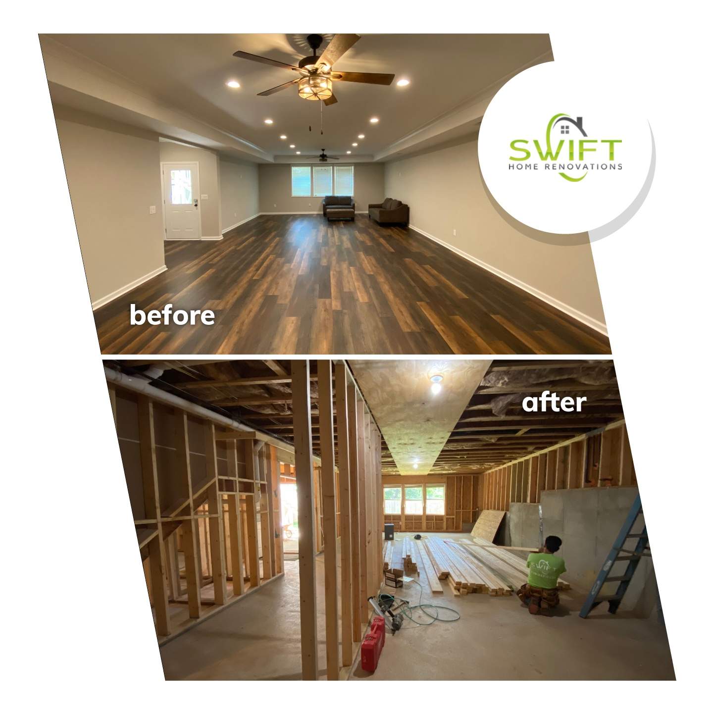 Complete Basement Remodeling and Custom Living Suite in Smyrna by Swift Home Renovations
