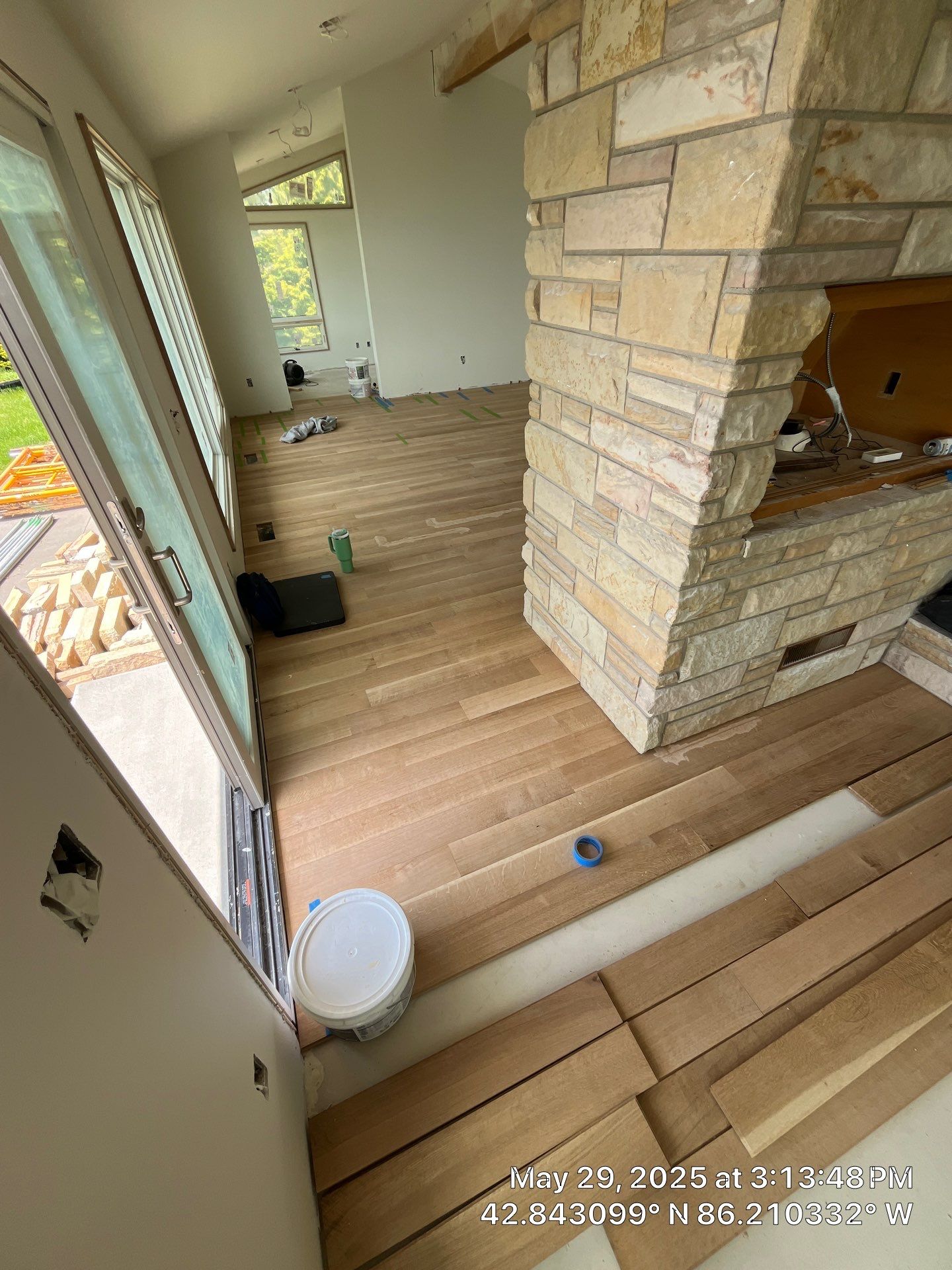 This project has it all!!!! Custom Flooring, Leveling Service, Custom Stair parts and pieces, risers, blue pad cover - all inclusive service from RTB! by RTBaldwin Hardwood Floors