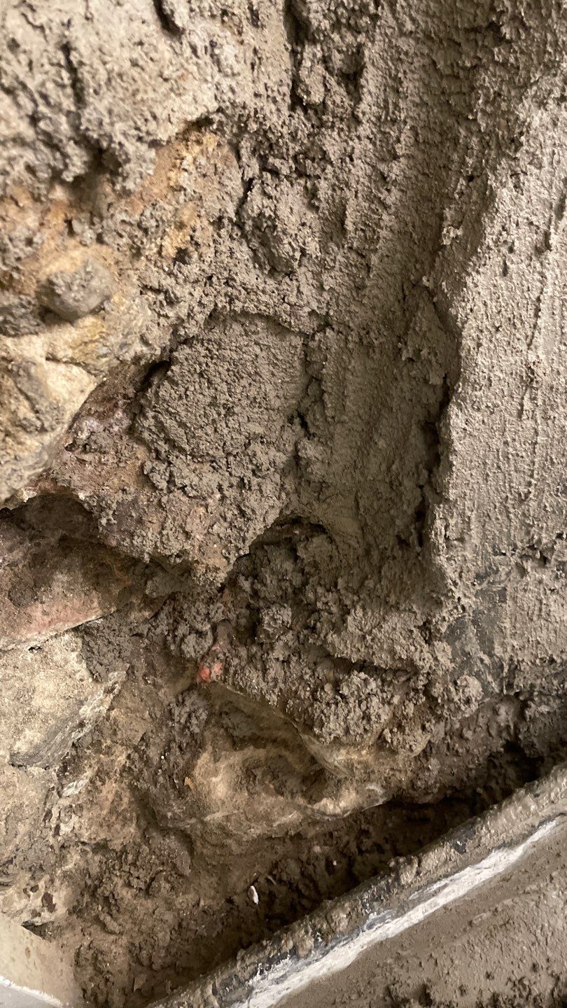 Parge Coating Drew's Stone Foundation by Waterproofing Northeast