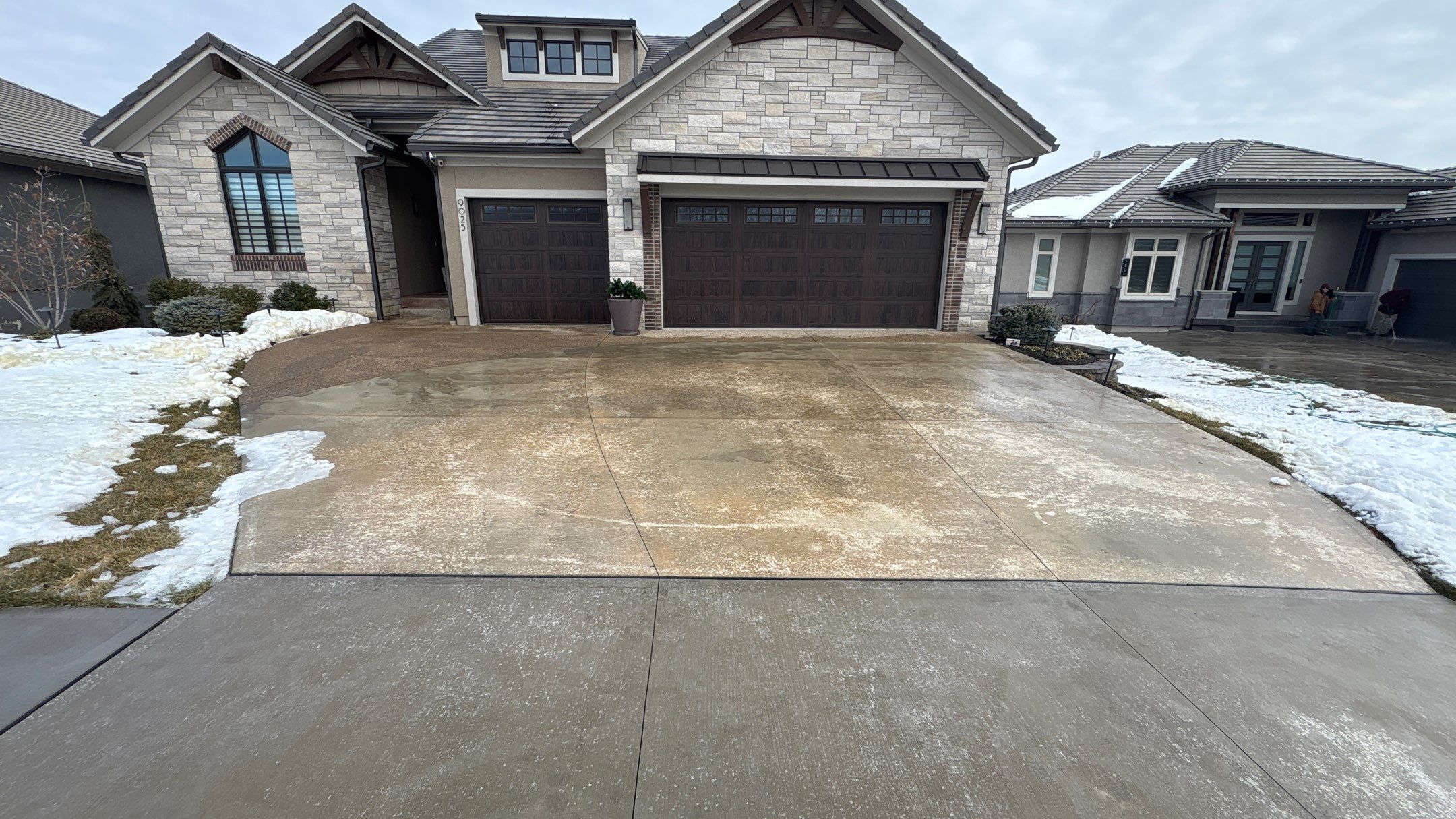 Two-Tone Driveway Resurface - Olathe, KS by Big Red Decorative Concrete, LLC