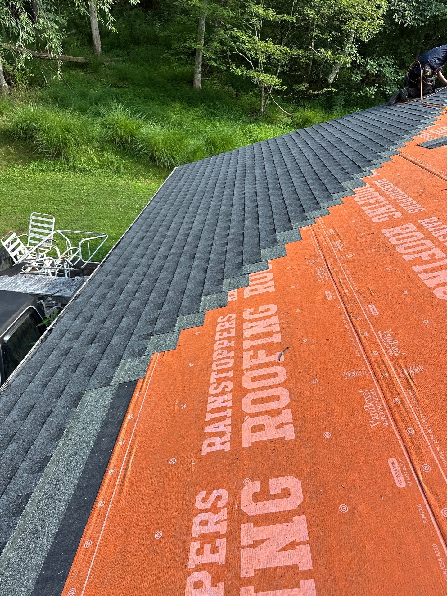 Residential Roofing Installation using GAF Timberline HDZ Charcoal by Rainstoppers Roofing
