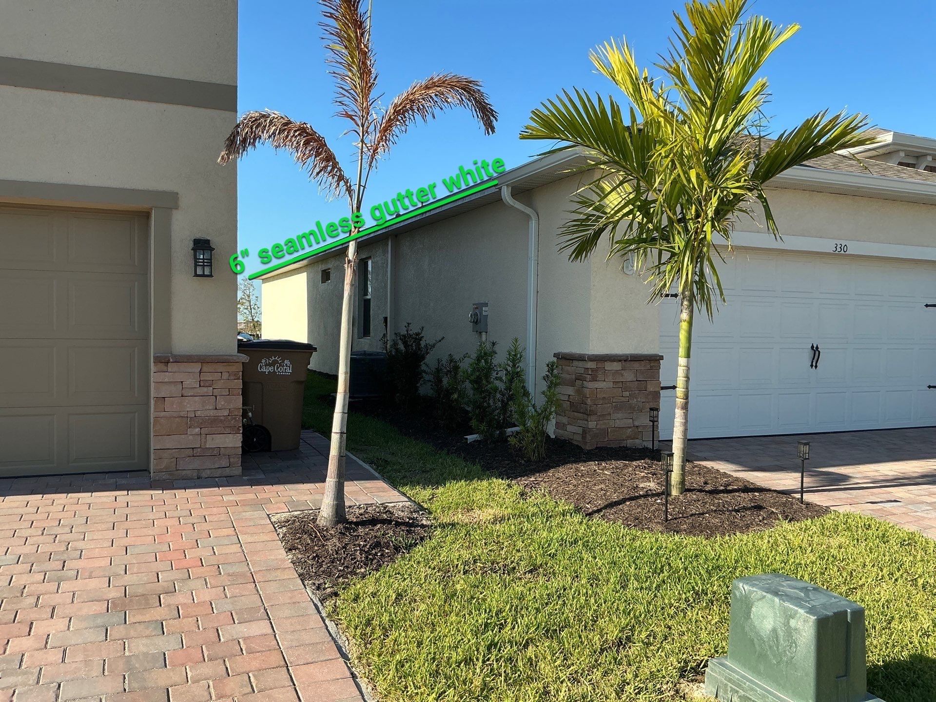 Aluminum Seamless Gutters using 3X4 Elbow Downspout in Cape Coral FL by Gutter Professors