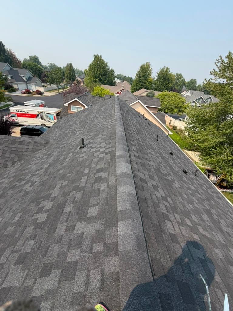 Meridian Residential Roof Replacement Using Dark Gray Architectural Shingles by Olive Roofing