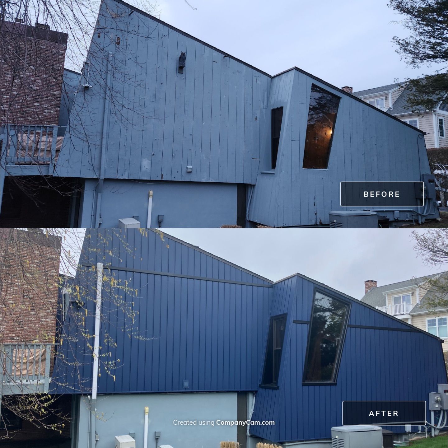 Siding Renewal with Cert S/7 Reverse Board & Batten, Midnight Blue by DiGiorgi Roofing and Siding Inc